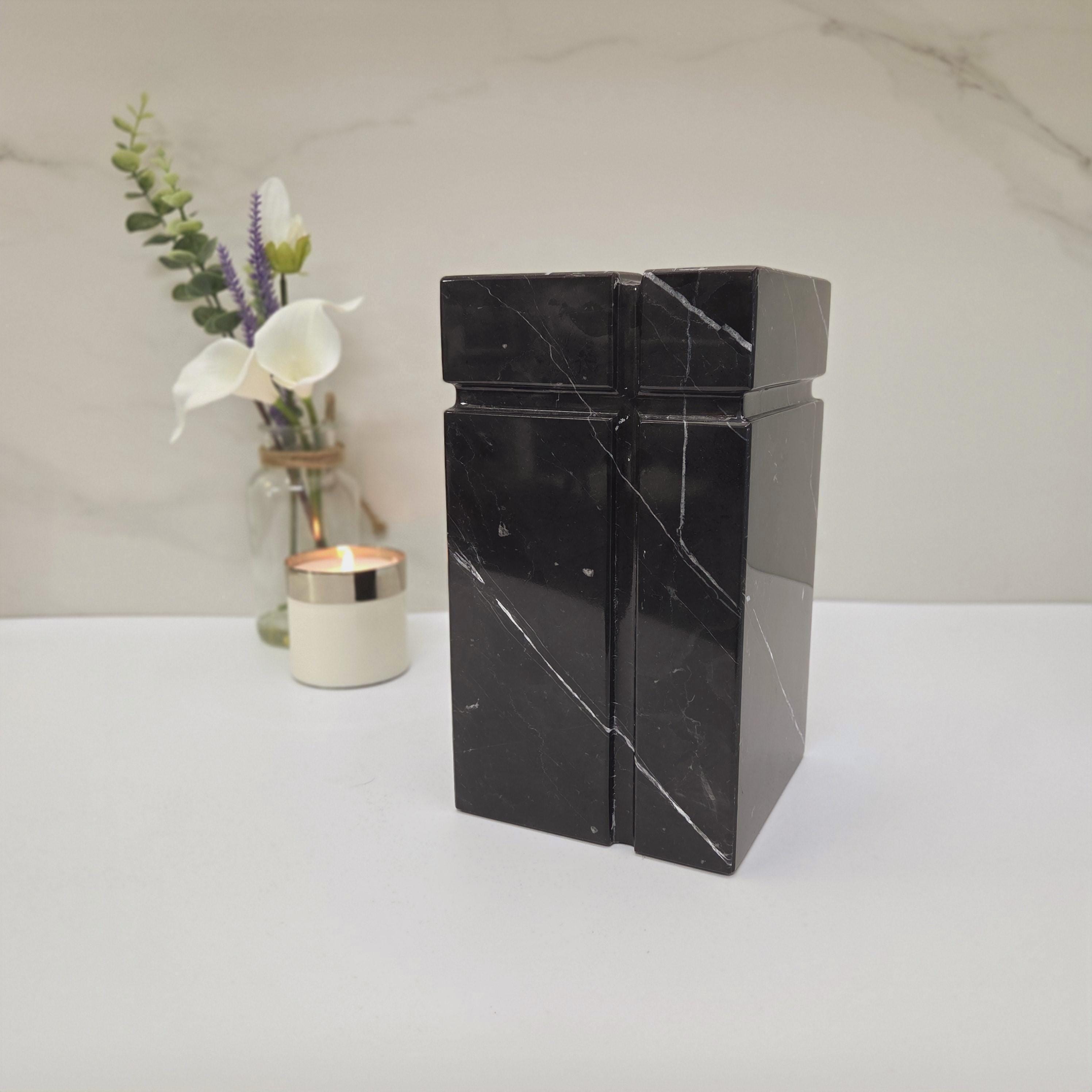 UR_11 Black Marble Stone Cremation Urn for Adult Ashes