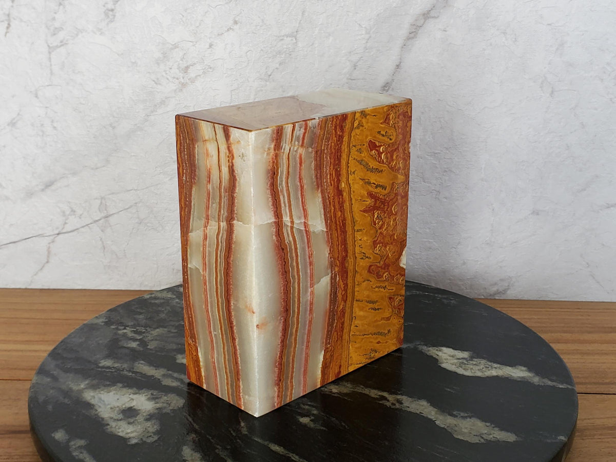 UR_08 Green Onyx Stone Cremation Urn for Ashes - 200 cu in | Handcrafted Stone Memorial Urn Urn