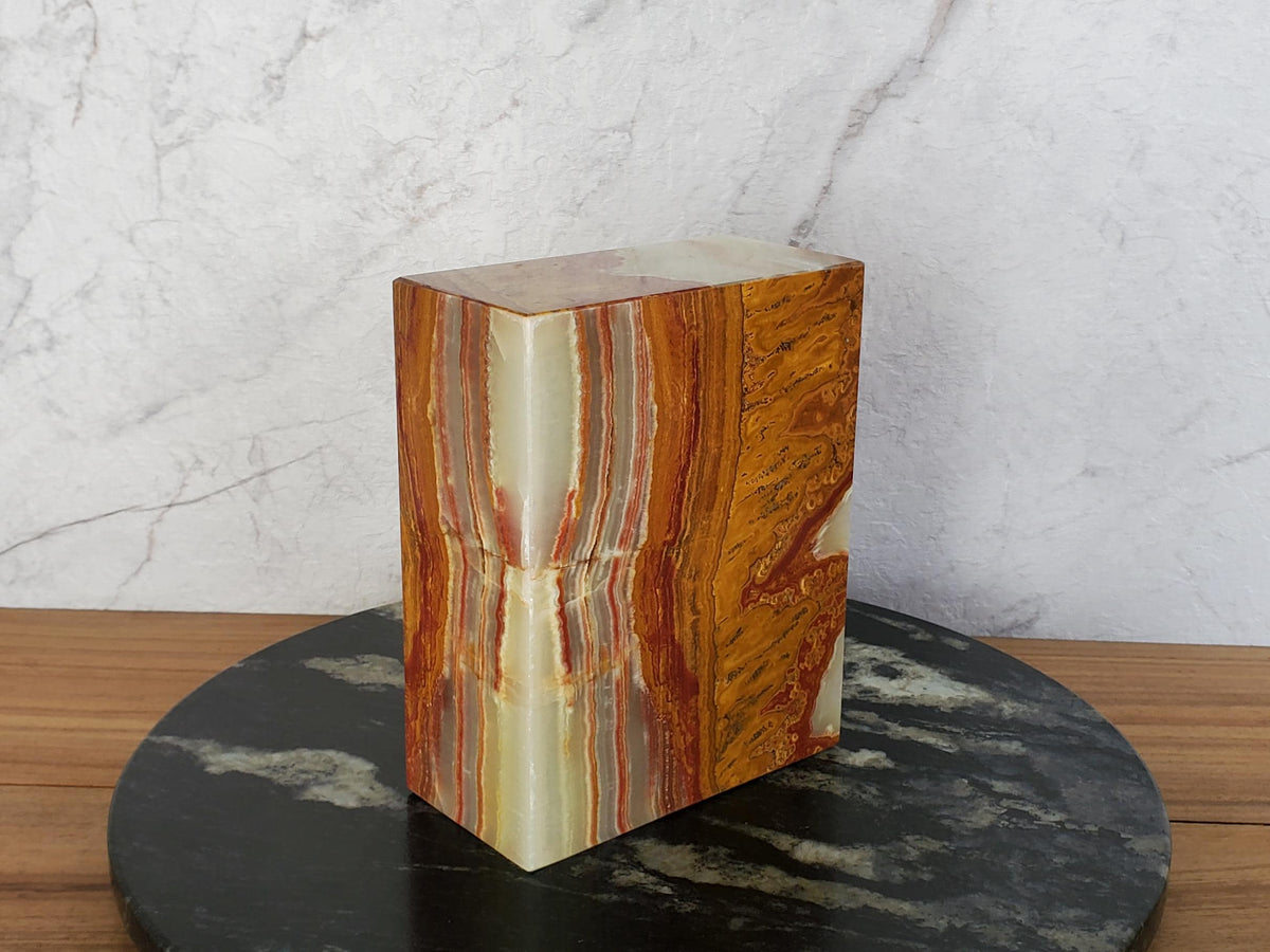 UR_08 Green Onyx Stone Cremation Urn for Ashes - 200 cu in | Handcrafted Stone Memorial Urn Urn