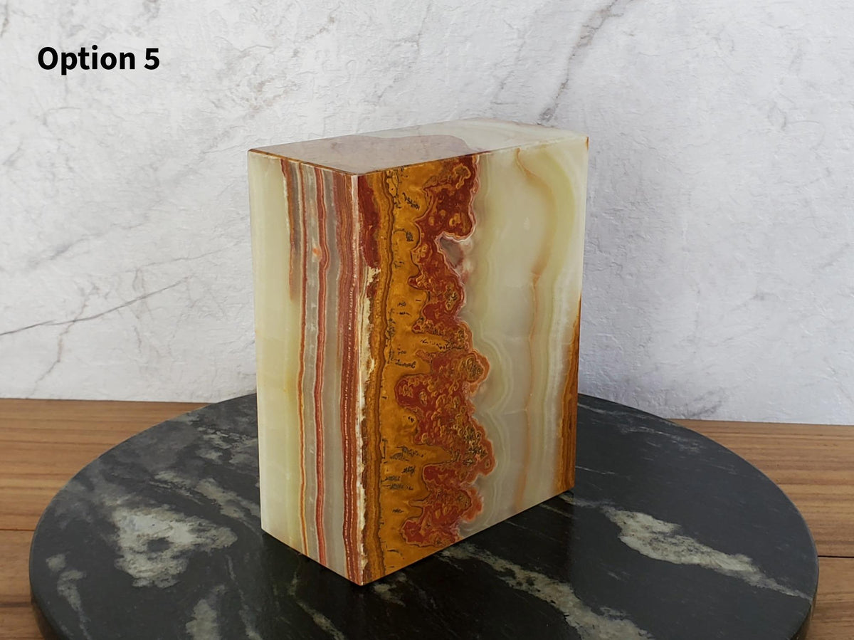UR_08 Green Onyx Stone Cremation Urn for Ashes - 200 cu in | Handcrafted Stone Memorial Urn Urn
