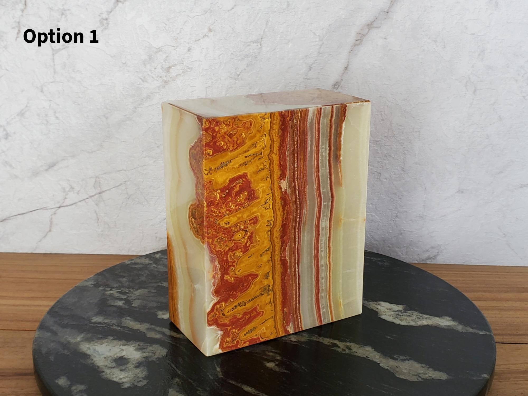UR_08 Green Onyx Stone Cremation Urn for Ashes - 200 cu in | Handcrafted Stone Memorial