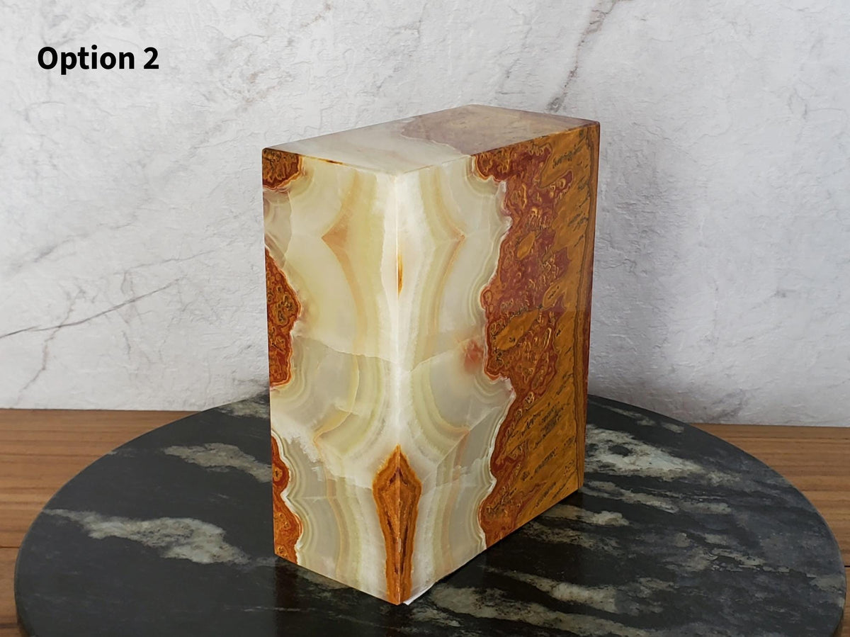 UR_08 Green Onyx Stone Cremation Urn for Ashes - 200 cu in | Handcrafted Stone Memorial Urn Urn