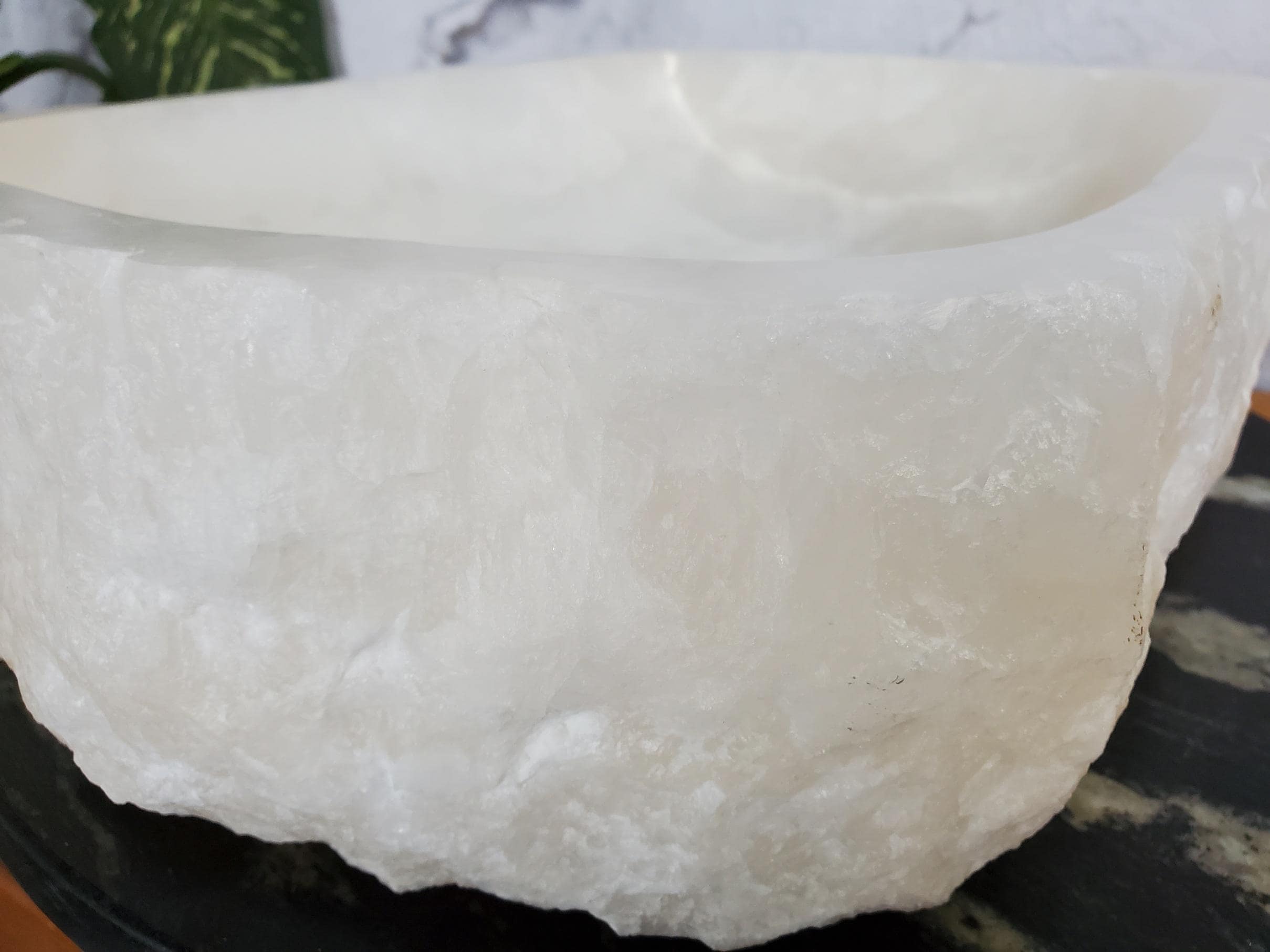 White Onyx Marble Vessel Sink – Natural Stone Countertop Sink, Polished Vanity Basin, Luxury Spa Bathroom Decor 18x13 Inch
