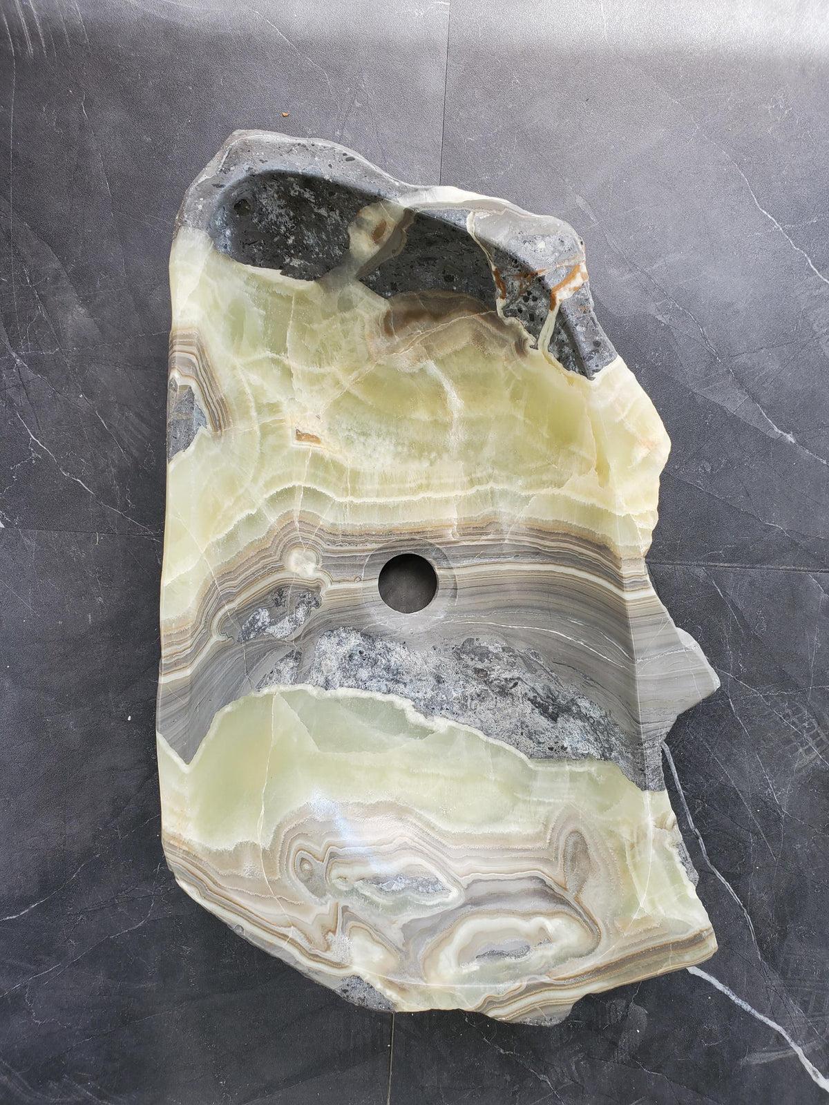 S36_04 Green Onyx Sink Custom order for SHARON Bathroom Décor Beautiful sink bespoke trend 2025 green teal aqua green teal umber grey gray brown hand wash basin home design trends luxury bathroom marble onyx sink natural stone sink plumbing fixture Rustic Onyx Vessel Sinks rustic vessel sink
