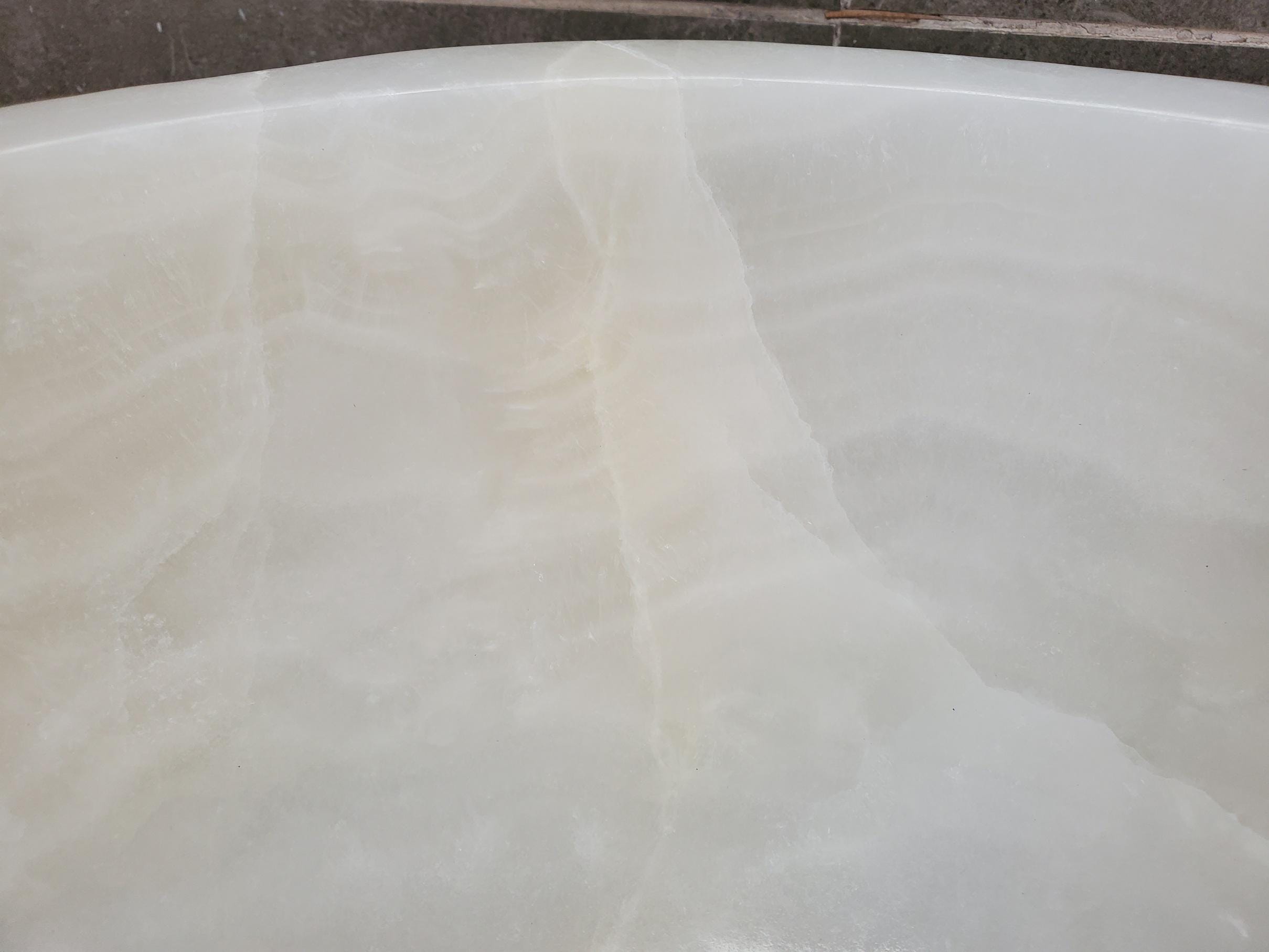 White Onyx Vessel Sink, Natural Stone Vanity Basin, Polished Bathroom Countertop Sink, Spa Decor 15x15 Inch Above Counter sink Bathroom Décor beige tan taupe hand basin bowl handmade powder room Home design trends luxury bathroom Marble Onix Rock modern contemporary natural stone sink plumbing fixture Rectangle Vessel Tan Rustic Onyx Vessel Sinks Translucent Polish