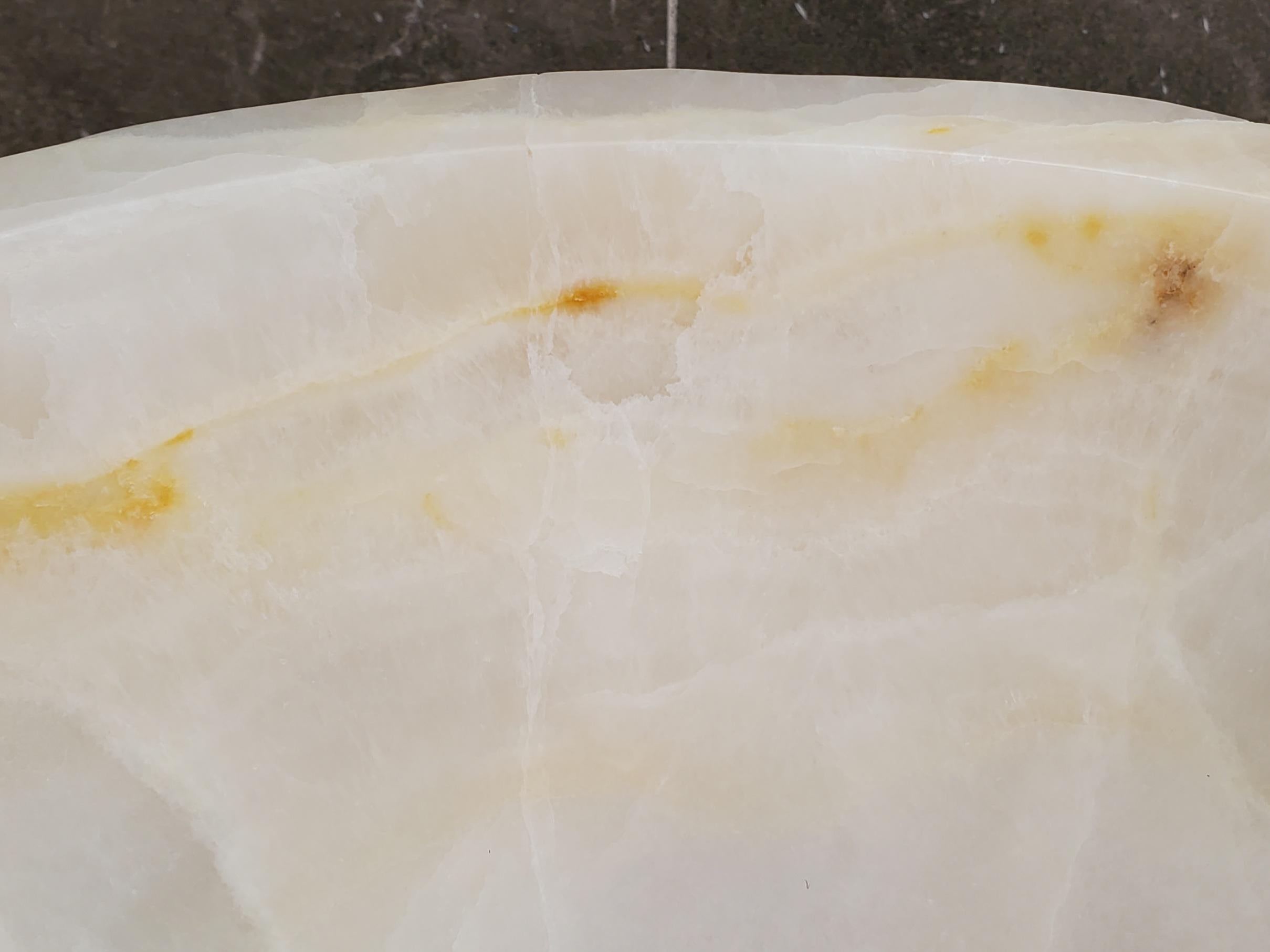 White Onyx Vessel Sink, Natural Stone Vanity Basin, Polished Bathroom Countertop Sink, Spa Decor 15x15 Inch Above Counter sink Bathroom Décor beige tan taupe hand basin bowl handmade powder room Home design trends luxury bathroom Marble Onix Rock modern contemporary natural stone sink plumbing fixture Rectangle Vessel Tan Rustic Onyx Vessel Sinks Translucent Polish