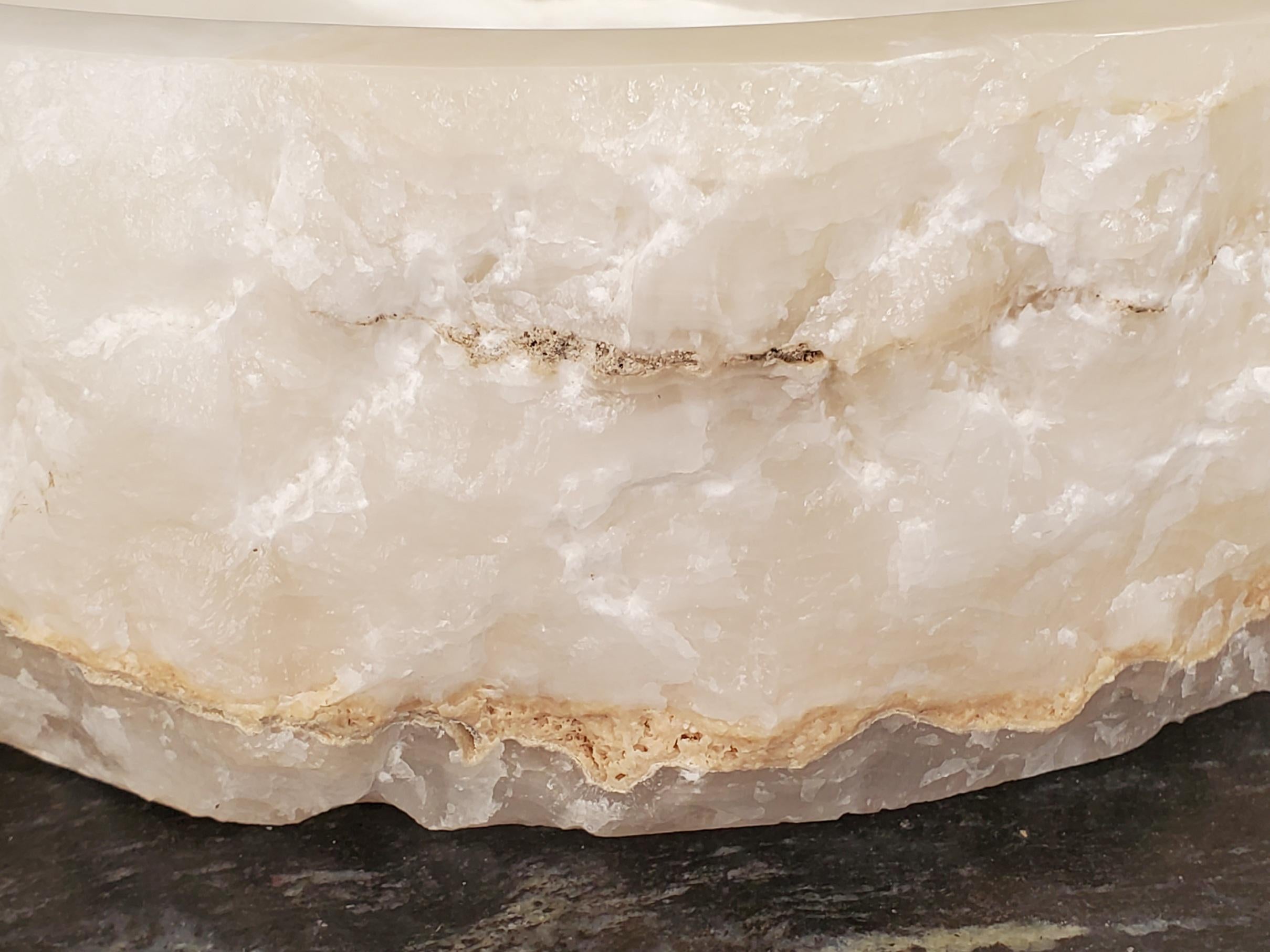 White Onyx Marble Vessel Sink, 15x15 Inch Natural Stone Countertop Basin, Polished Luxury Vanity Sink, Spa Bathroom Decor Above Counter sink Bathroom Décor beige tan taupe hand basin bowl handmade powder room Home design trends luxury bathroom Marble Onix Rock modern contemporary natural stone sink plumbing fixture Rectangle Vessel Tan Rustic Onyx Vessel Sinks Translucent Polish