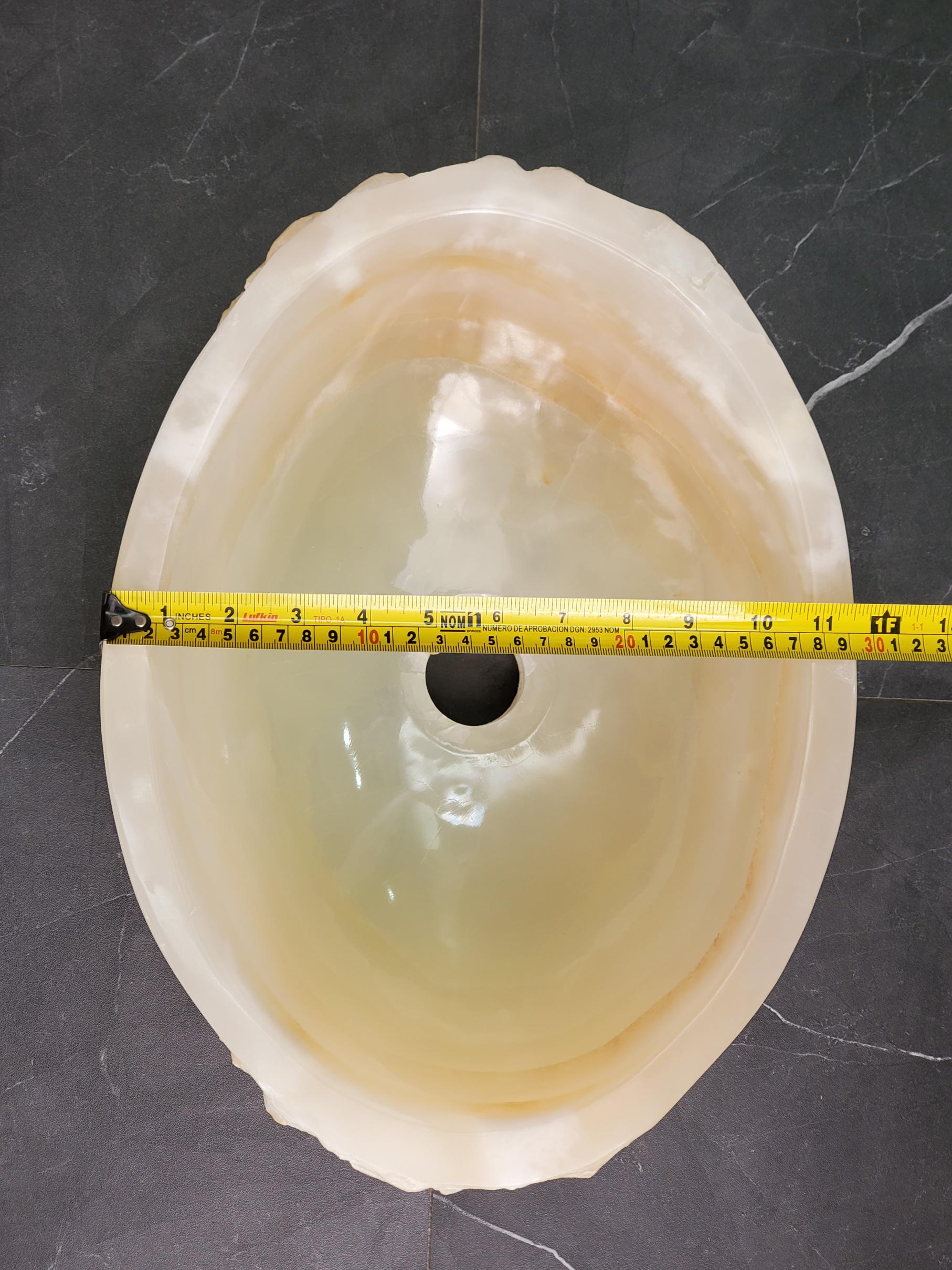 Cream White Onyx Marble Vessel Sink, Natural Stone Vanity Basin, Polished Bathroom Countertop Sink, Spa Decor 15.5x11.5 Inch Above Counter sink Bathroom Décor beige tan taupe hand basin bowl handmade powder room Home design trends luxury bathroom Marble Onix Rock modern contemporary natural stone sink plumbing fixture Rectangle Vessel Tan Rustic Onyx Vessel Sinks Translucent Polish