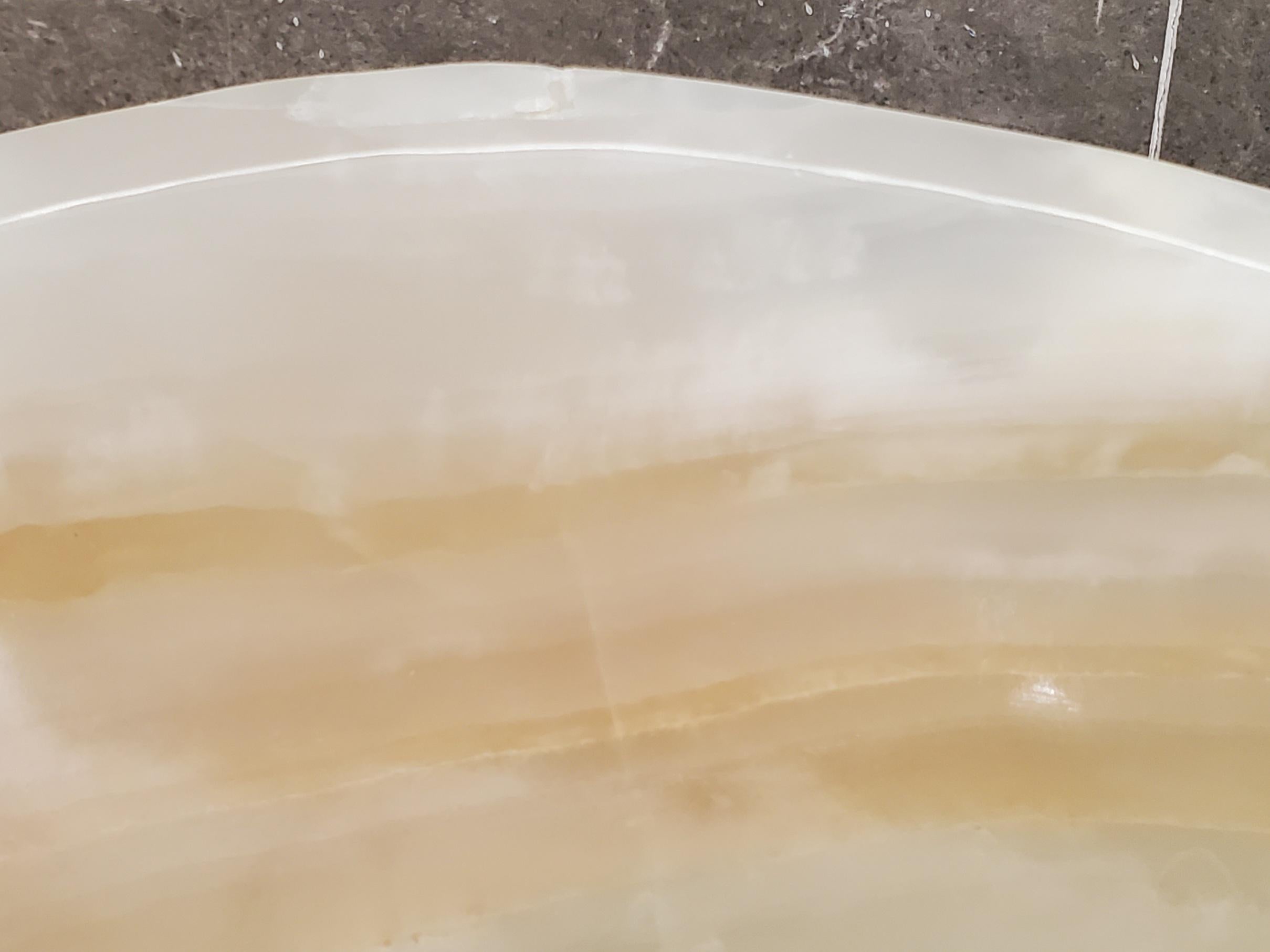 Cream White Onyx Marble Vessel Sink, Natural Stone Vanity Basin, Polished Bathroom Countertop Sink, Spa Decor 15.5x11.5 Inch Above Counter sink Bathroom Décor beige tan taupe hand basin bowl handmade powder room Home design trends luxury bathroom Marble Onix Rock modern contemporary natural stone sink plumbing fixture Rectangle Vessel Tan Rustic Onyx Vessel Sinks Translucent Polish