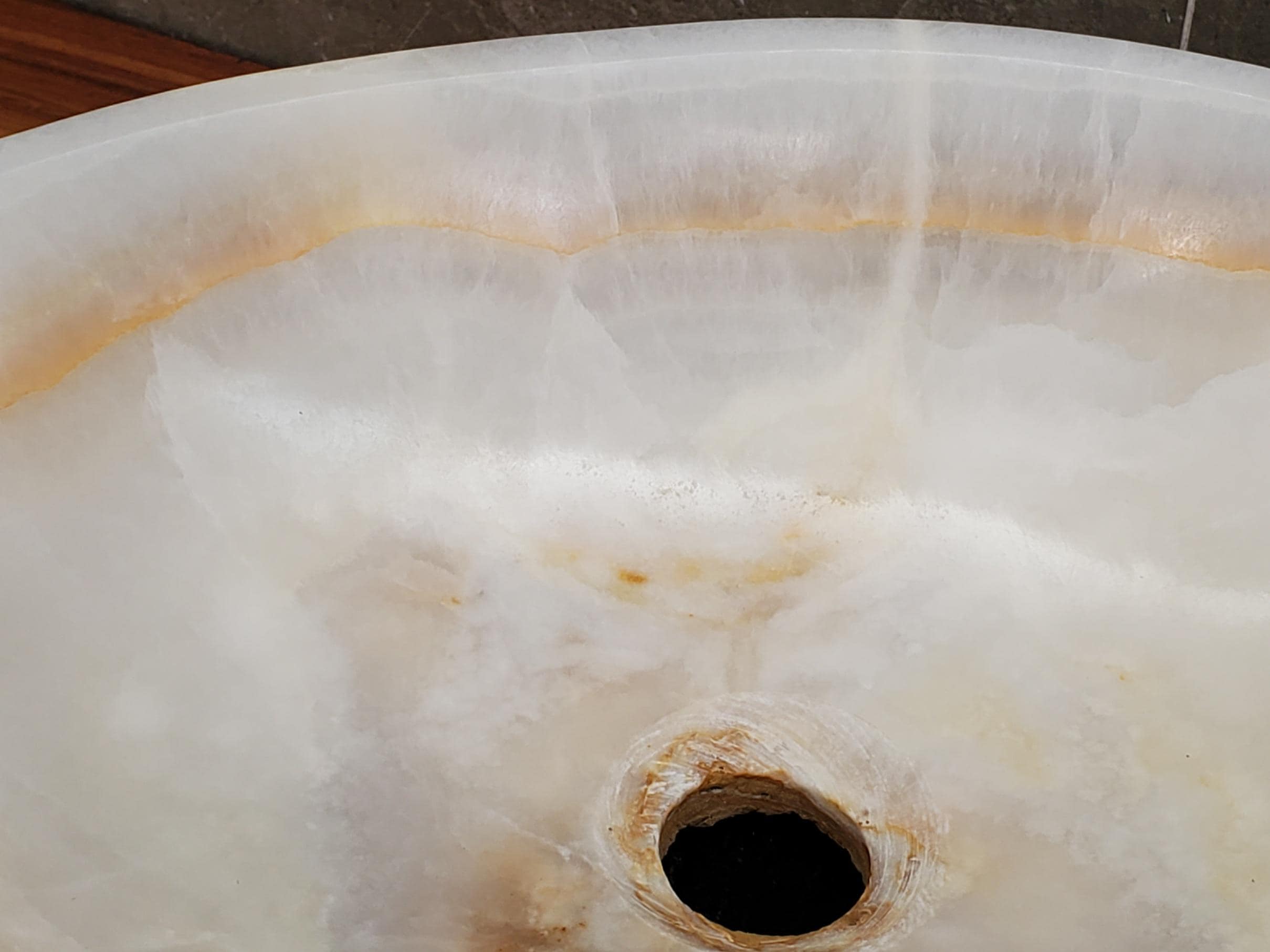 White Onyx Marble Vessel Sink, 16x12.5 Inch Natural Stone Countertop Basin, Polished Luxury Vanity Sink, Spa Bathroom Decor Above Counter sink Bathroom Décor beige tan taupe hand basin bowl handmade powder room Home design trends luxury bathroom Marble Onix Rock modern contemporary natural stone sink plumbing fixture Rectangle Vessel Tan Rustic Onyx Vessel Sinks Translucent Polish