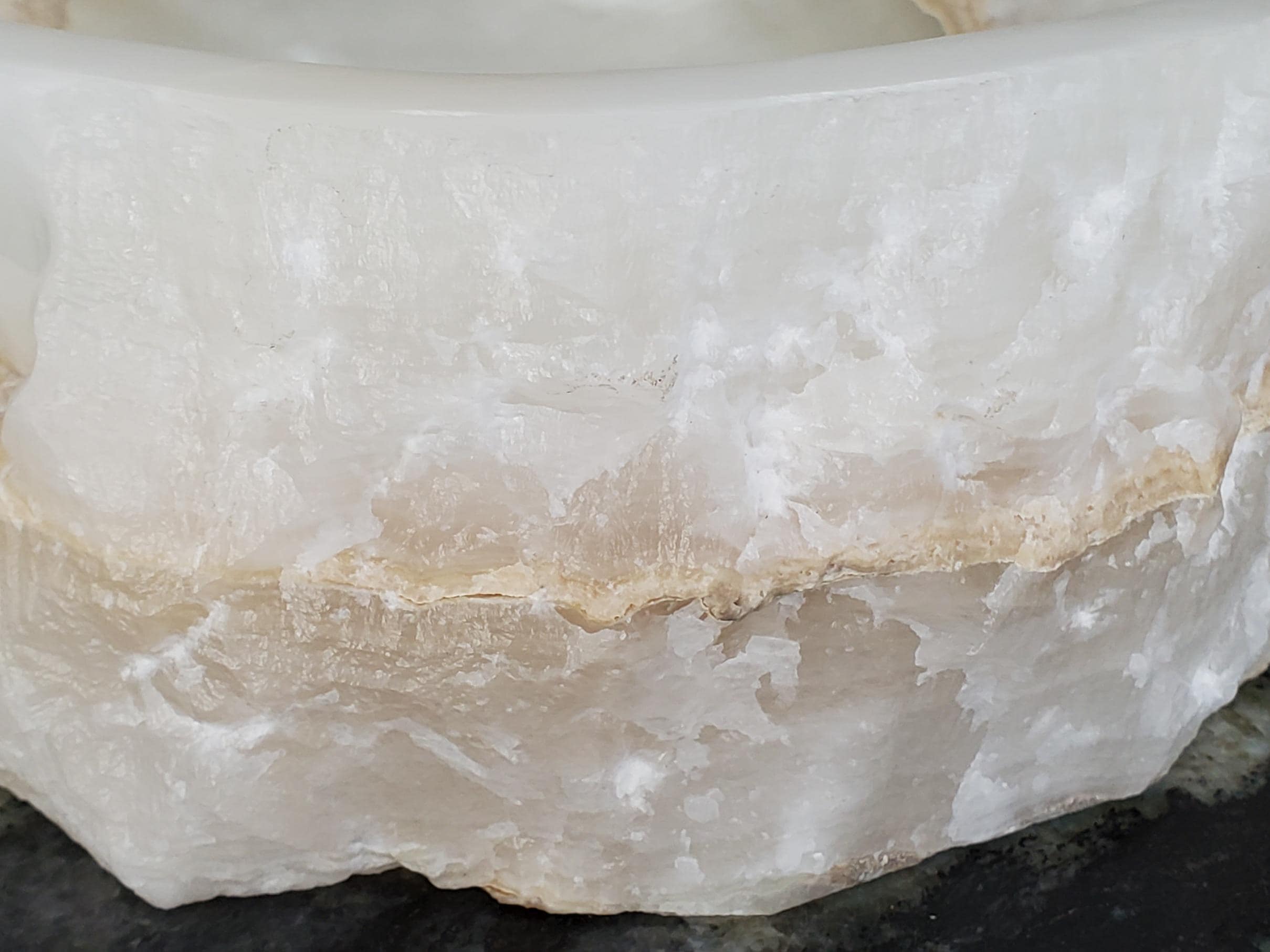 White Onyx Vessel Sink, 16.5x12.5 Inch Natural Stone Countertop Basin, Polished Luxury Vanity Sink, Spa Bathroom Decor Above Counter sink Bathroom Décor beige tan taupe hand basin bowl handmade powder room Home design trends luxury bathroom Marble Onix Rock modern contemporary natural stone sink plumbing fixture Rectangle Vessel Tan Rustic Onyx Vessel Sinks Translucent Polish