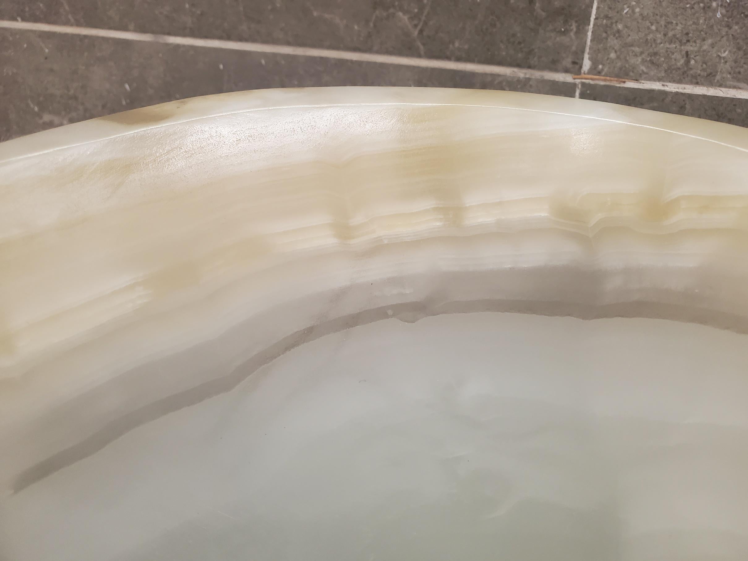 Cream Onyx Vessel Sink, 15x11.5 Inch Natural Stone Countertop Basin, Polished Luxury Vanity Sink, Spa Bathroom Decor Above Counter sink Bathroom Décor beige tan taupe hand basin bowl handmade powder room Home design trends luxury bathroom Marble Onix Rock modern contemporary natural stone sink plumbing fixture Rectangle Vessel Tan Rustic Onyx Vessel Sinks Translucent Polish
