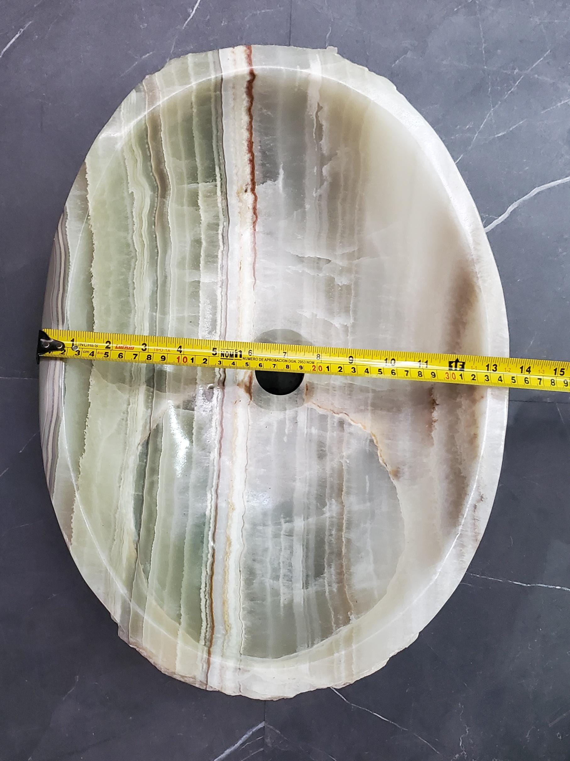Green Onyx Marble Vessel Sink, 18x13.5 Inch Natural Stone Countertop Basin, Polished Luxury Vanity Sink, Spa Bathroom Decor Above Counter sink Bathroom Décor beige tan taupe hand basin bowl handmade powder room Home design trends luxury bathroom Marble Onix Rock modern contemporary natural stone sink plumbing fixture Rectangle Vessel Tan Rustic Onyx Vessel Sinks Translucent Polish