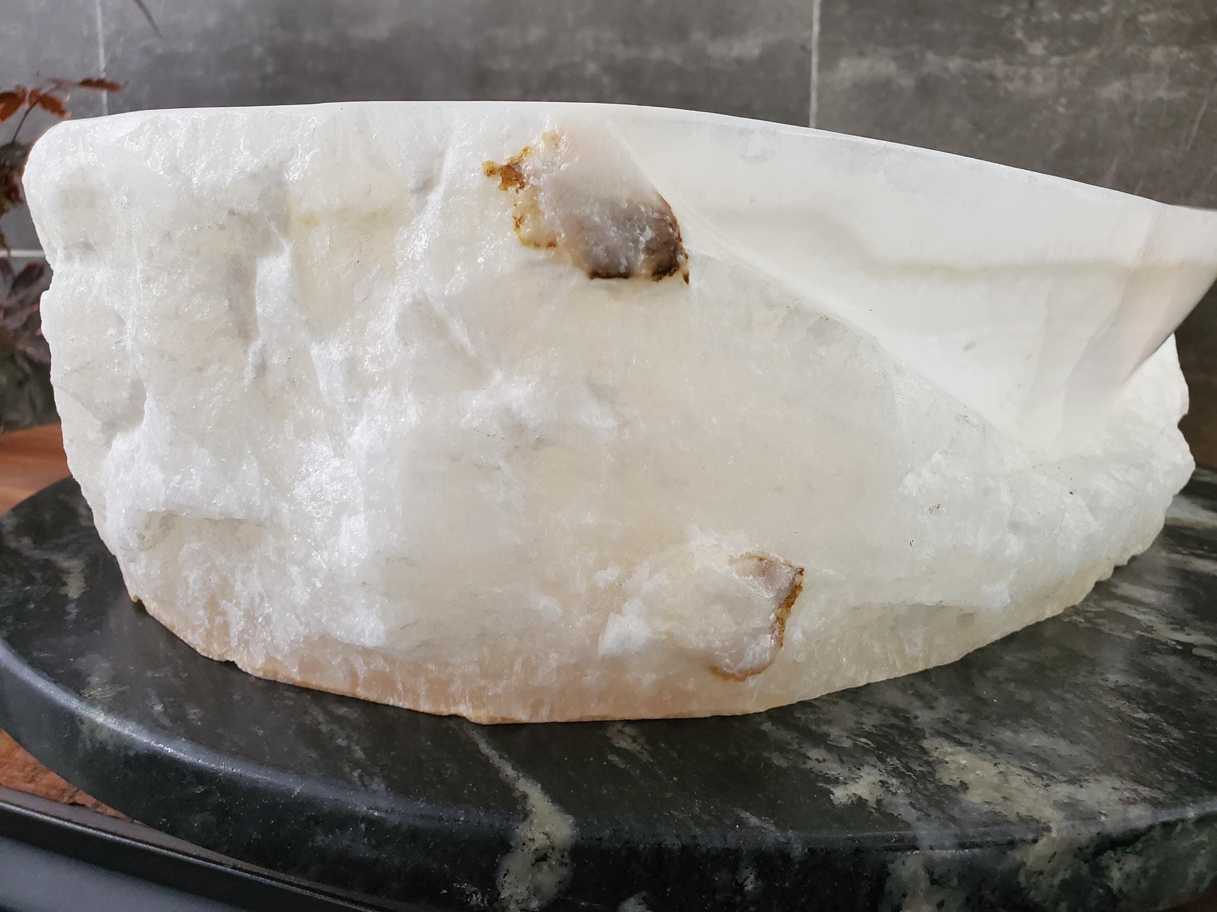 White Onyx Vessel Sink – Oval Natural Stone Countertop Sink, Polished Vanity Basin, Luxury Spa Bathroom Decor 18.5x13.5 Inch Above Counter sink Bathroom Décor beige tan taupe hand basin bowl handmade powder room Home design trends luxury bathroom Marble Onix Rock modern contemporary natural stone sink plumbing fixture Rectangle Vessel Tan Rustic Onyx Vessel Sinks Translucent Polish