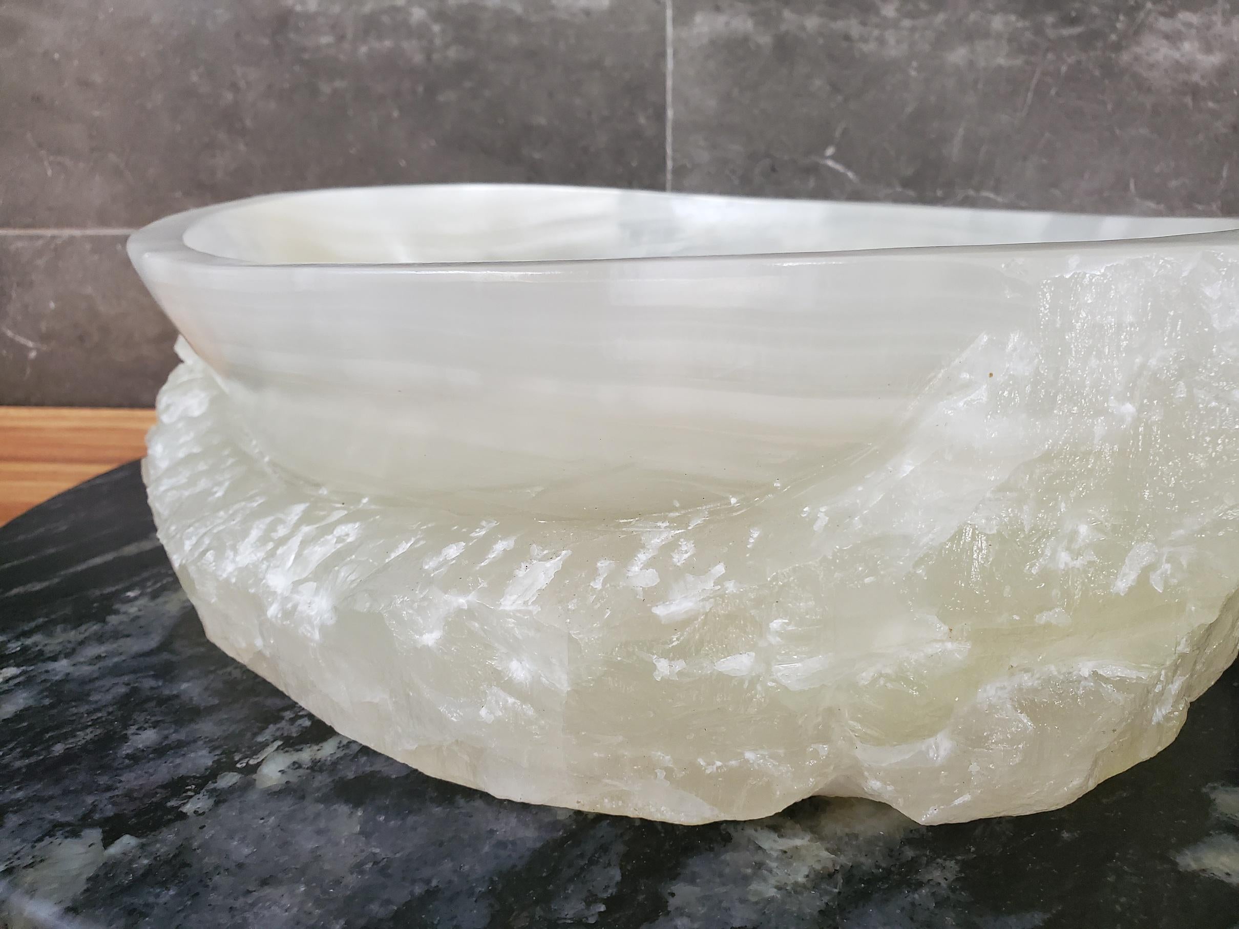Green White Onyx Marble Vessel Sink, Natural Stone Vanity Basin, Polished Bathroom Countertop Sink, Spa Decor 17x13 Inch Above Counter sink Bathroom Décor beige tan taupe hand basin bowl handmade powder room Home design trends luxury bathroom Marble Onix Rock modern contemporary natural stone sink plumbing fixture Rectangle Vessel Tan Rustic Onyx Vessel Sinks Translucent Polish