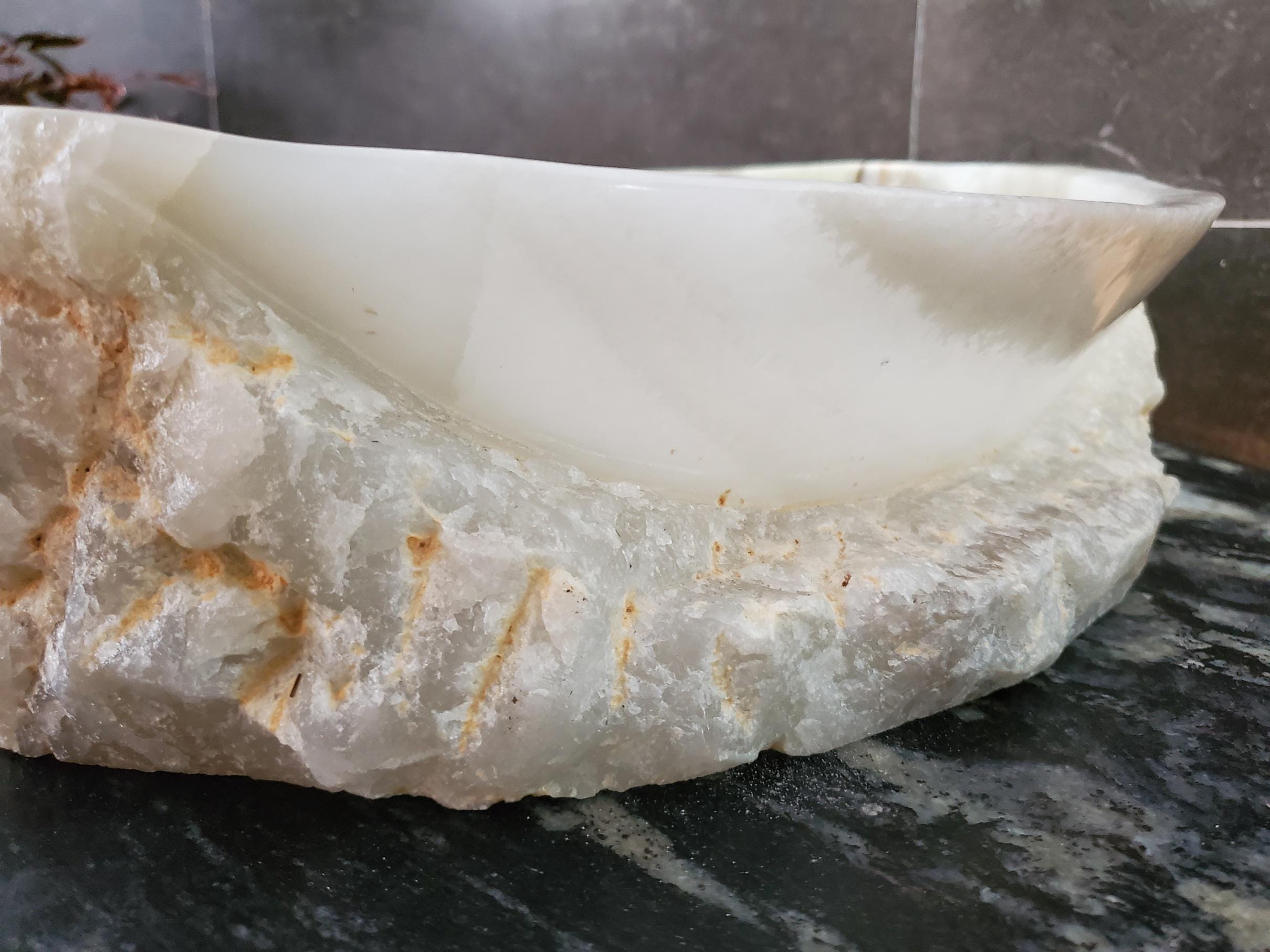 Green Onyx Marble Vessel Sink, 16.5x12.5 Inch Natural Stone Countertop Basin, Polished Luxury Vanity Sink, Spa Bathroom Decor Above Counter sink Bathroom Décor beige tan taupe hand basin bowl handmade powder room Home design trends luxury bathroom Marble Onix Rock modern contemporary natural stone sink plumbing fixture Rectangle Vessel Tan Rustic Onyx Vessel Sinks Translucent Polish