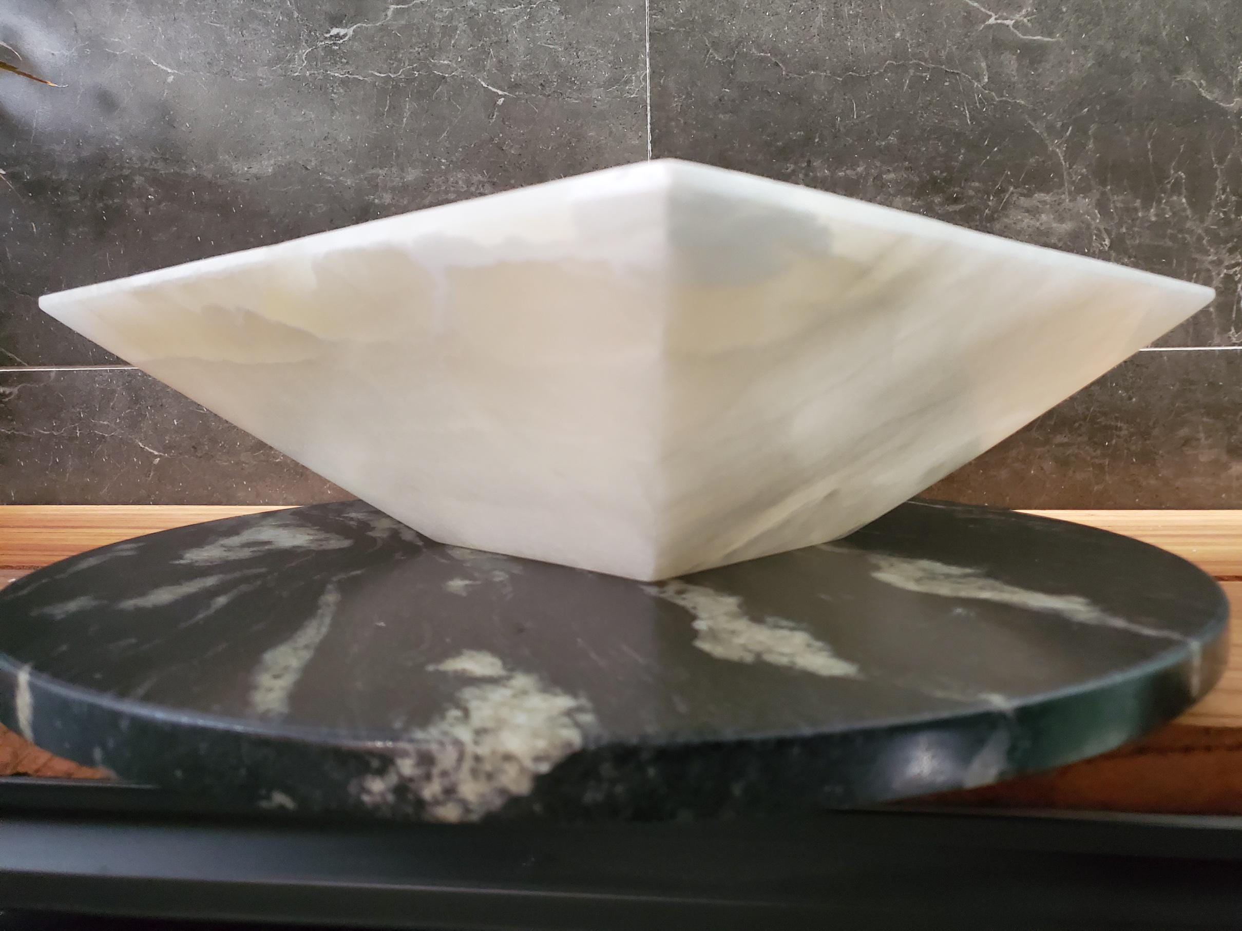 White Onyx Marble Vessel Sink – Natural Stone Countertop Sink, Polished Vanity Basin, Luxury Spa Bathroom Decor 15.8x15.8 Inch Above Counter sink Bathroom Décor beige tan taupe hand basin bowl handmade powder room Home design trends luxury bathroom Marble Onix Rock modern contemporary natural stone sink plumbing fixture Polished Onyx Sinks Rectangle Vessel Tan Translucent Polish