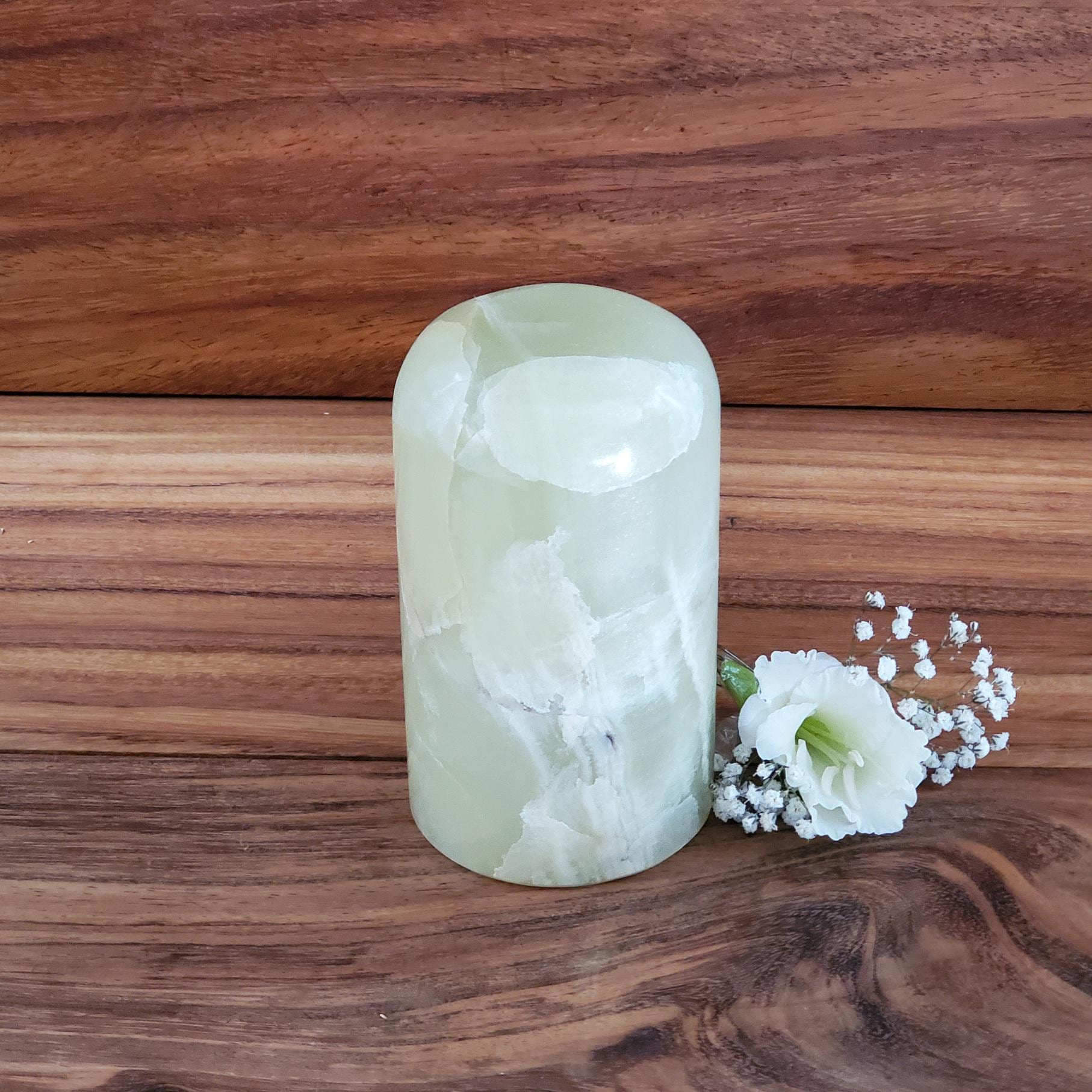 UR_26 Small Green Onyx Stone Cremation Urn for Ashes - 18.5 cu in | Handcrafted Stone Keepsake for Pets or Humans