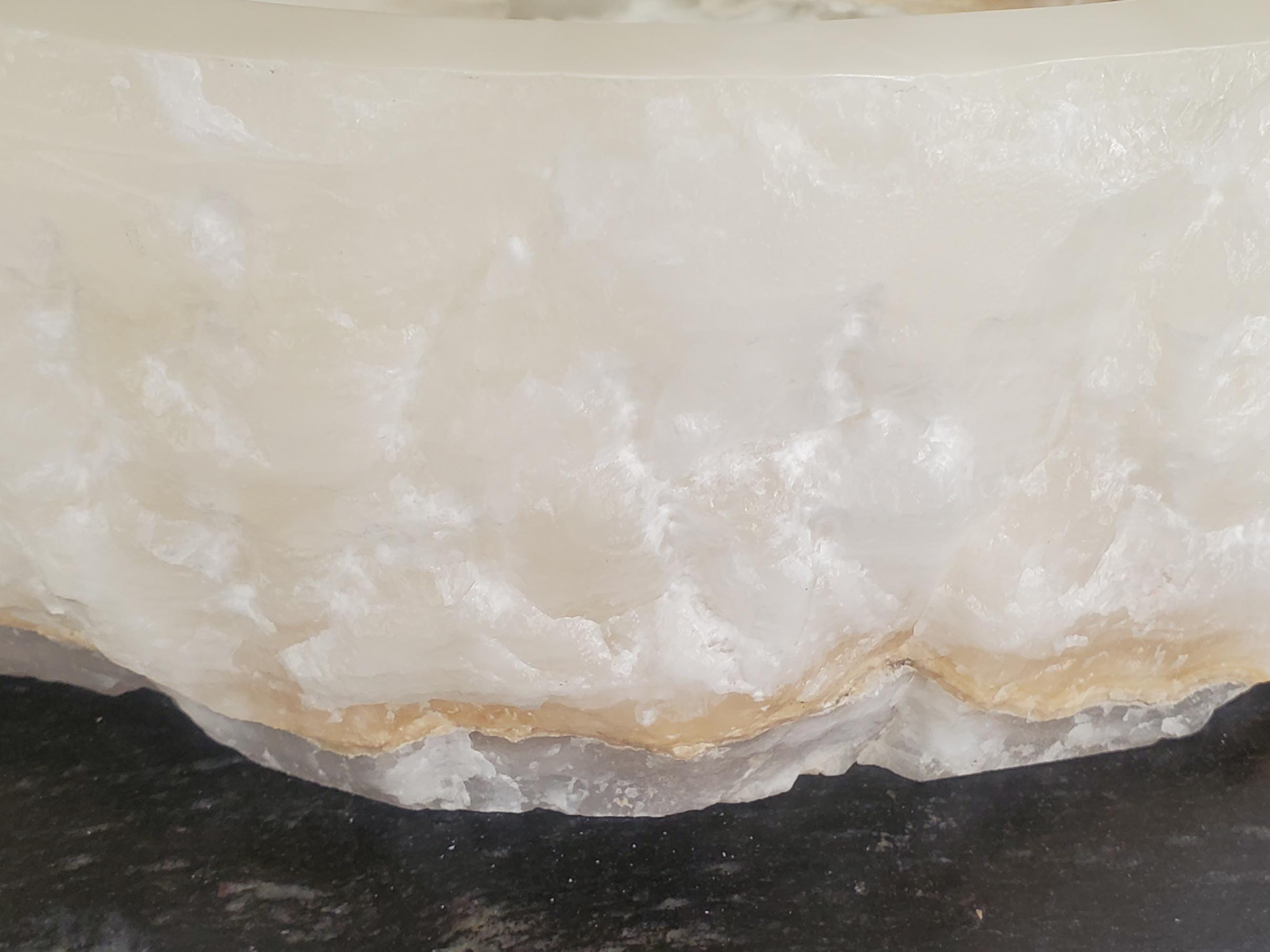 White Onyx Vessel Sink, 16x16 Inch Natural Stone Countertop Basin, Polished Luxury Vanity Sink, Spa Bathroom Decor Above Counter sink Bathroom Décor beige tan taupe hand basin bowl handmade powder room Home design trends luxury bathroom Marble Onix Rock modern contemporary natural stone sink plumbing fixture Rectangle Vessel Tan Rustic Onyx Vessel Sinks Translucent Polish