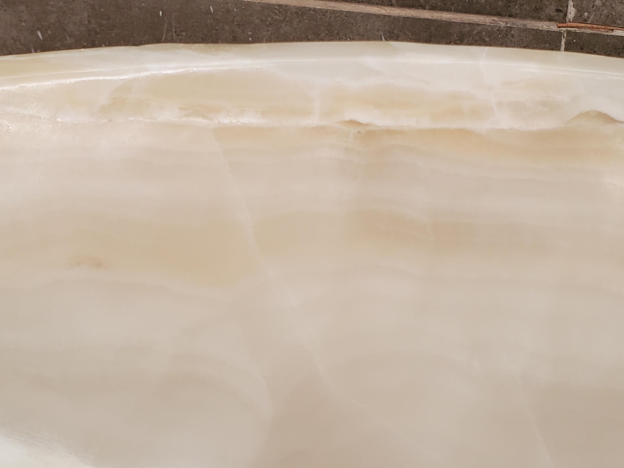 White Onyx Marble Vessel Sink, 15x15 Inch Natural Stone Countertop Basin, Polished Luxury Vanity Sink, Spa Bathroom Decor Above Counter sink Bathroom Décor beige tan taupe hand basin bowl handmade powder room Home design trends luxury bathroom Marble Onix Rock modern contemporary natural stone sink plumbing fixture Rectangle Vessel Tan Rustic Onyx Vessel Sinks Translucent Polish