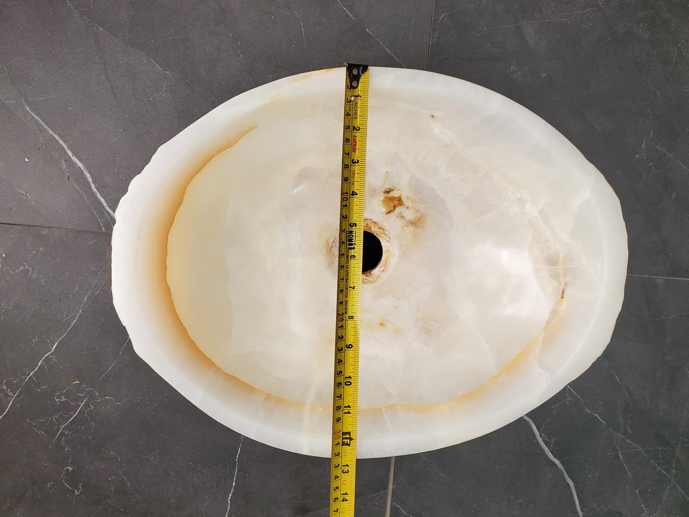 White Onyx Marble Vessel Sink, 16x12.5 Inch Natural Stone Countertop Basin, Polished Luxury Vanity Sink, Spa Bathroom Decor Above Counter sink Bathroom Décor beige tan taupe hand basin bowl handmade powder room Home design trends luxury bathroom Marble Onix Rock modern contemporary natural stone sink plumbing fixture Rectangle Vessel Tan Rustic Onyx Vessel Sinks Translucent Polish