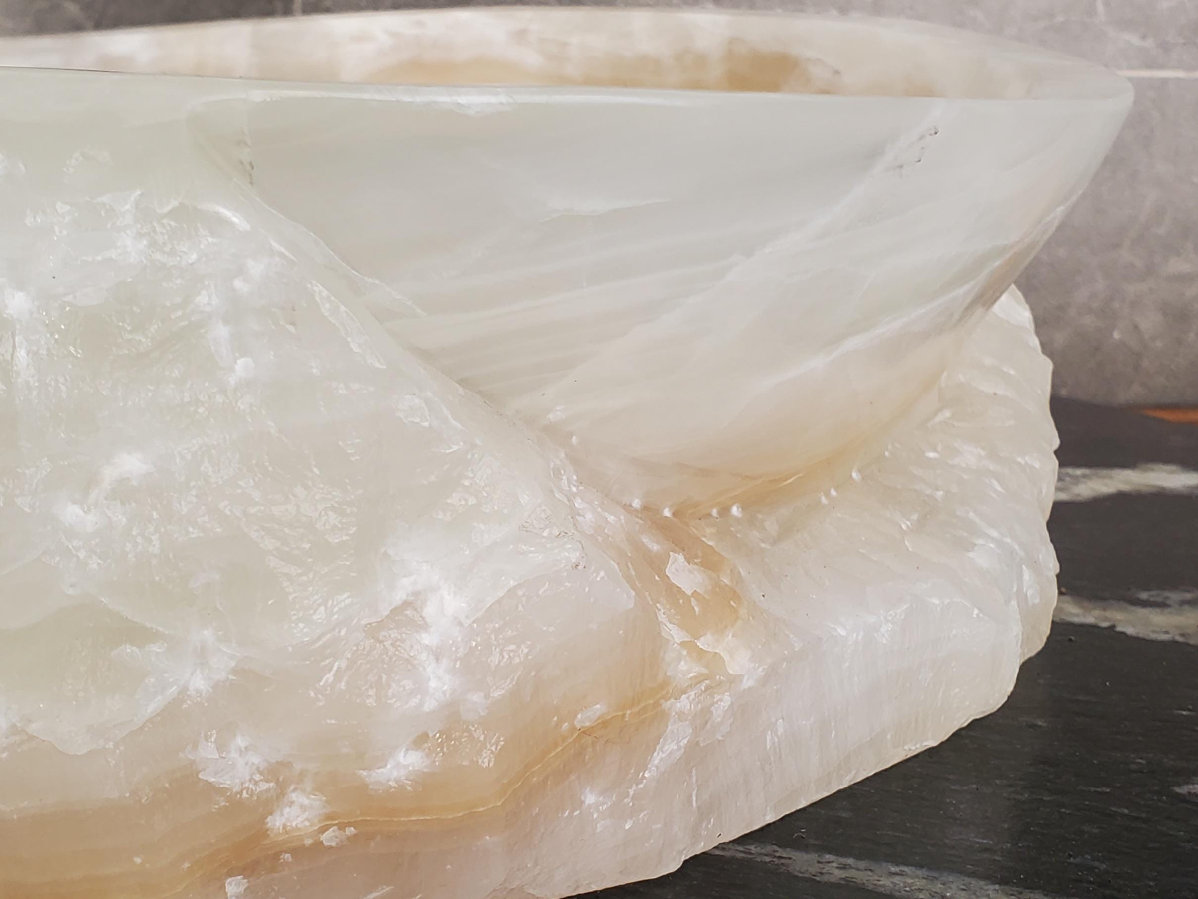 Beige Onyx Vessel Sink, 17x12.5 Inch Natural Stone Countertop Basin, Polished Luxury Vanity Sink, Spa Bathroom Decor Above Counter sink Bathroom Décor beige tan taupe hand basin bowl handmade powder room Home design trends luxury bathroom Marble Onix Rock modern contemporary natural stone sink plumbing fixture Rectangle Vessel Tan Rustic Onyx Vessel Sinks Translucent Polish