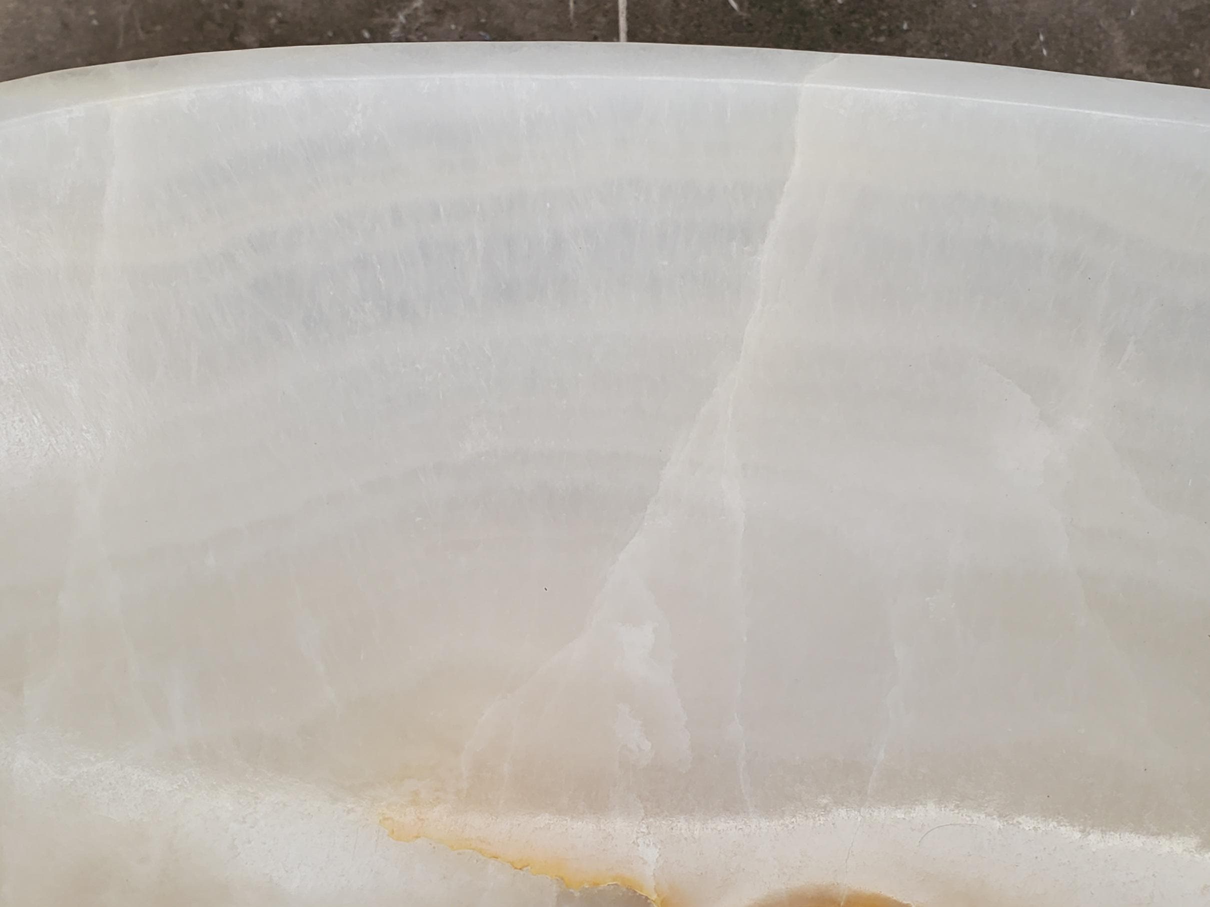 White Onyx Vessel Sink, Natural Stone Vanity Basin, Polished Bathroom Countertop Sink, Spa Decor 15x11.5 Inch Above Counter sink Bathroom Décor beige tan taupe hand basin bowl handmade powder room Home design trends luxury bathroom Marble Onix Rock modern contemporary natural stone sink plumbing fixture Rectangle Vessel Tan Rustic Onyx Vessel Sinks Translucent Polish