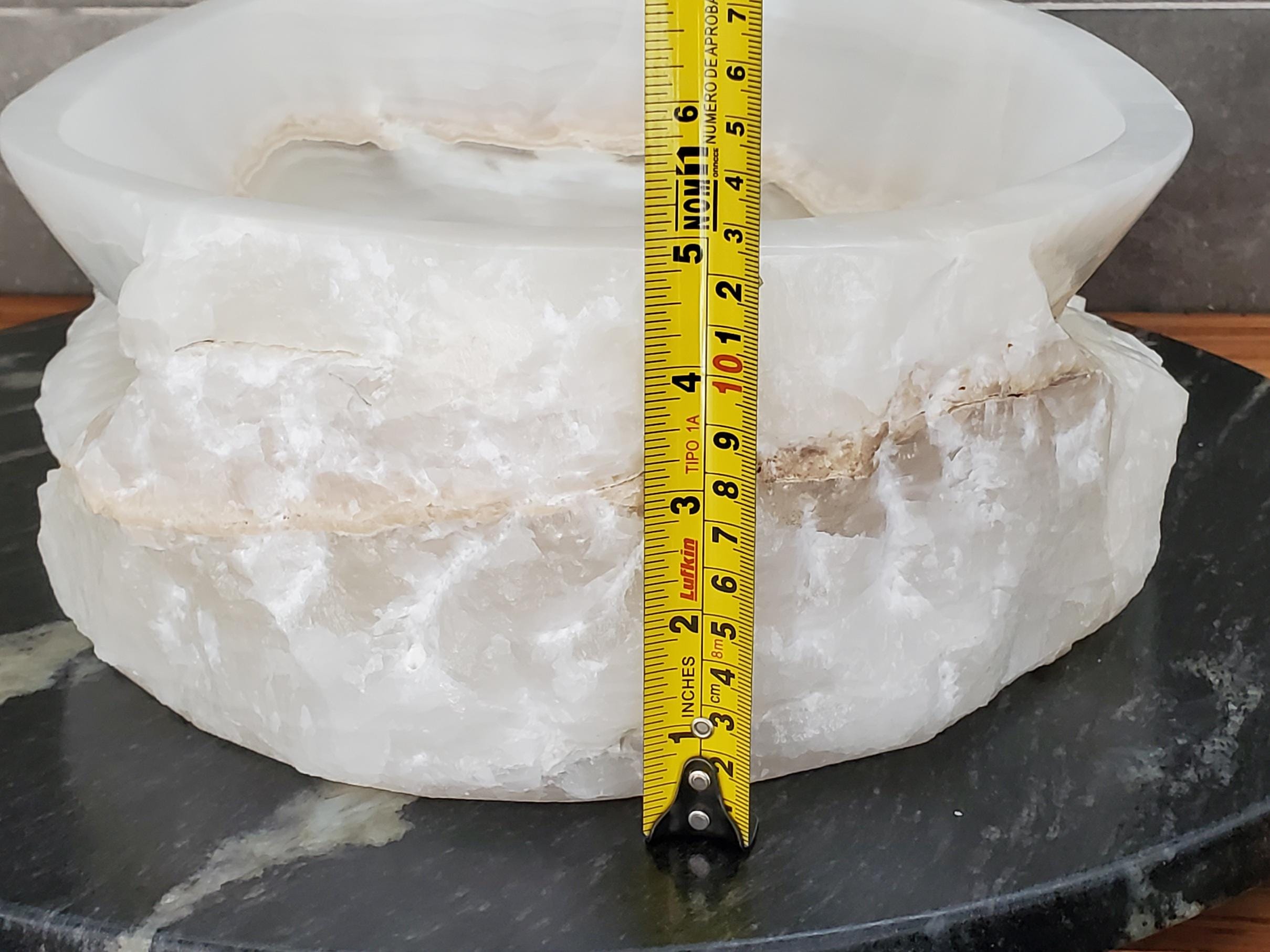 White Onyx Vessel Sink, 16.5x12.5 Inch Natural Stone Countertop Basin, Polished Luxury Vanity Sink, Spa Bathroom Decor Above Counter sink Bathroom Décor beige tan taupe hand basin bowl handmade powder room Home design trends luxury bathroom Marble Onix Rock modern contemporary natural stone sink plumbing fixture Rectangle Vessel Tan Rustic Onyx Vessel Sinks Translucent Polish