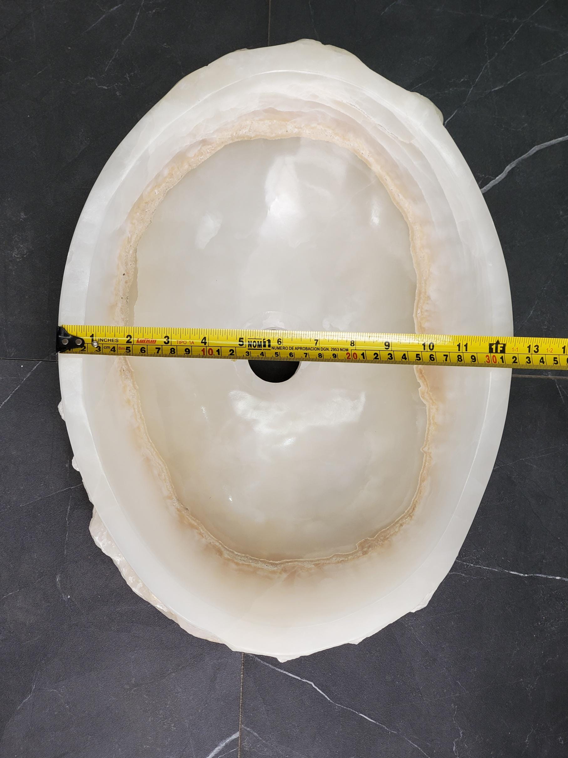 White Onyx Vessel Sink, 16.5x12.5 Inch Natural Stone Countertop Basin, Polished Luxury Vanity Sink, Spa Bathroom Decor Above Counter sink Bathroom Décor beige tan taupe hand basin bowl handmade powder room Home design trends luxury bathroom Marble Onix Rock modern contemporary natural stone sink plumbing fixture Rectangle Vessel Tan Rustic Onyx Vessel Sinks Translucent Polish