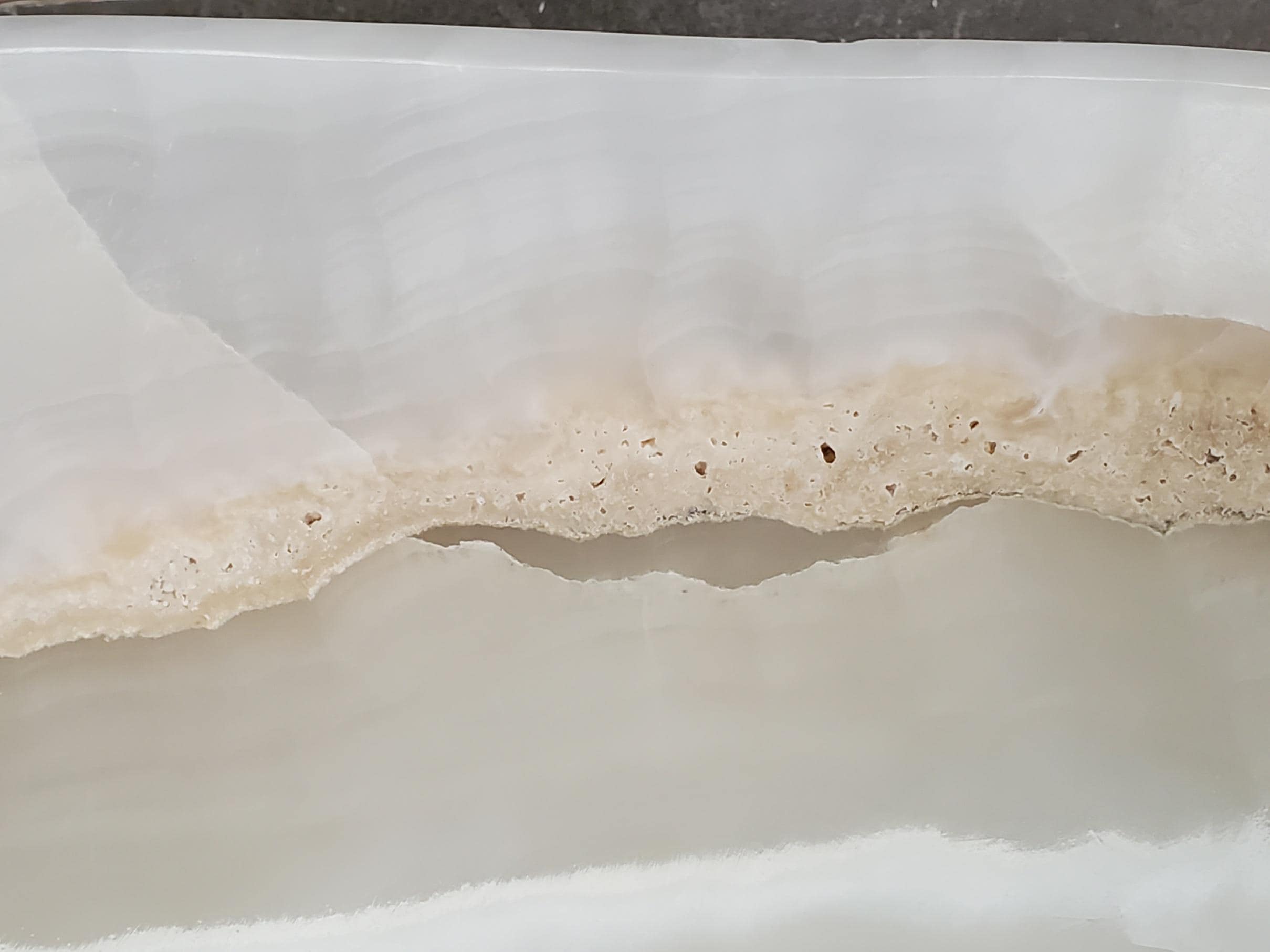 White Onyx Vessel Sink, 16.5x12.5 Inch Natural Stone Countertop Basin, Polished Luxury Vanity Sink, Spa Bathroom Decor Above Counter sink Bathroom Décor beige tan taupe hand basin bowl handmade powder room Home design trends luxury bathroom Marble Onix Rock modern contemporary natural stone sink plumbing fixture Rectangle Vessel Tan Rustic Onyx Vessel Sinks Translucent Polish