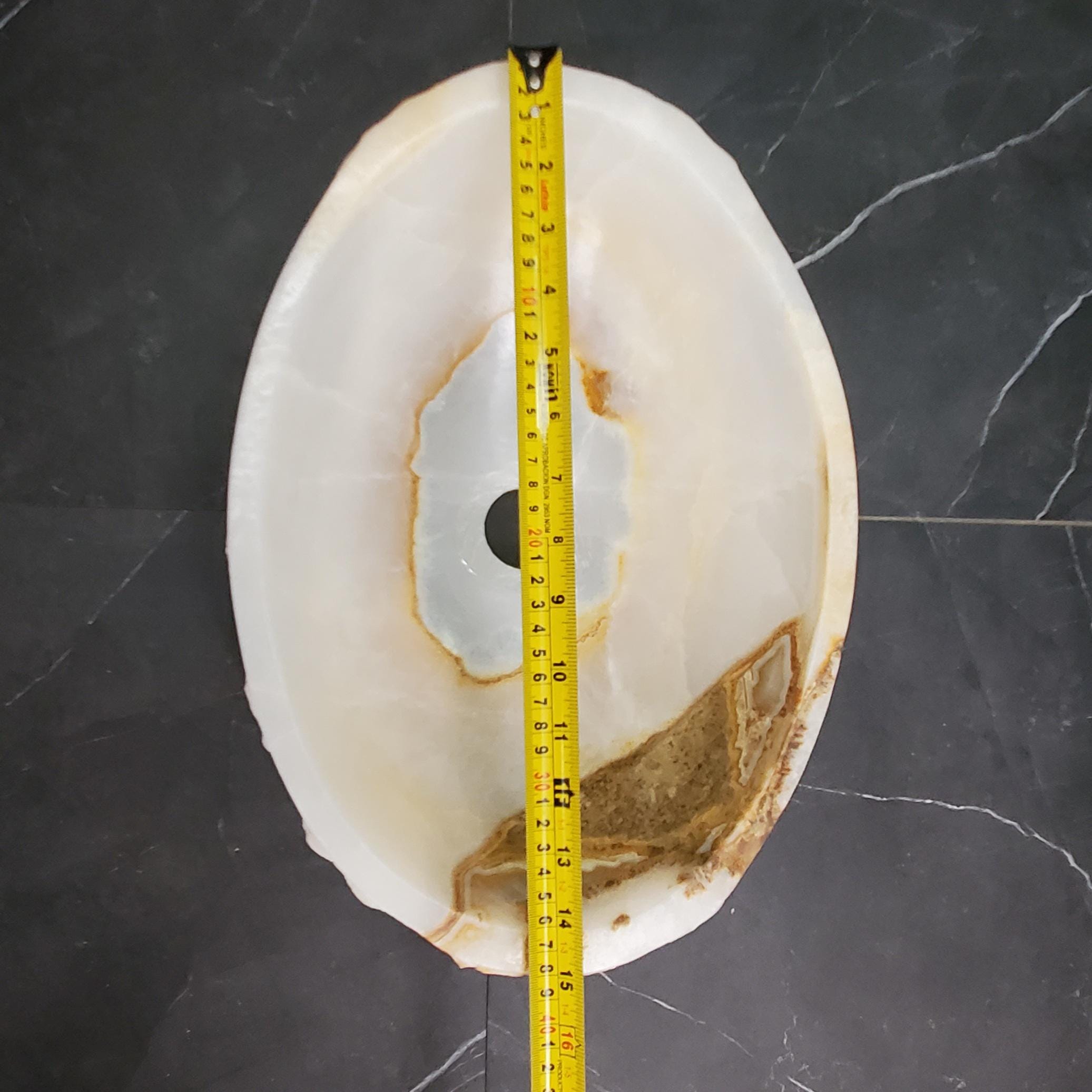 White Onyx Vessel Sink, 15x10.5 Inch Natural Stone Countertop Basin, Polished Luxury Vanity Sink, Spa Bathroom Decor Above Counter sink Bathroom Décor beige tan taupe hand basin bowl handmade powder room Home design trends luxury bathroom Marble Onix Rock modern contemporary natural stone sink plumbing fixture Rectangle Vessel Tan Rustic Onyx Vessel Sinks Translucent Polish