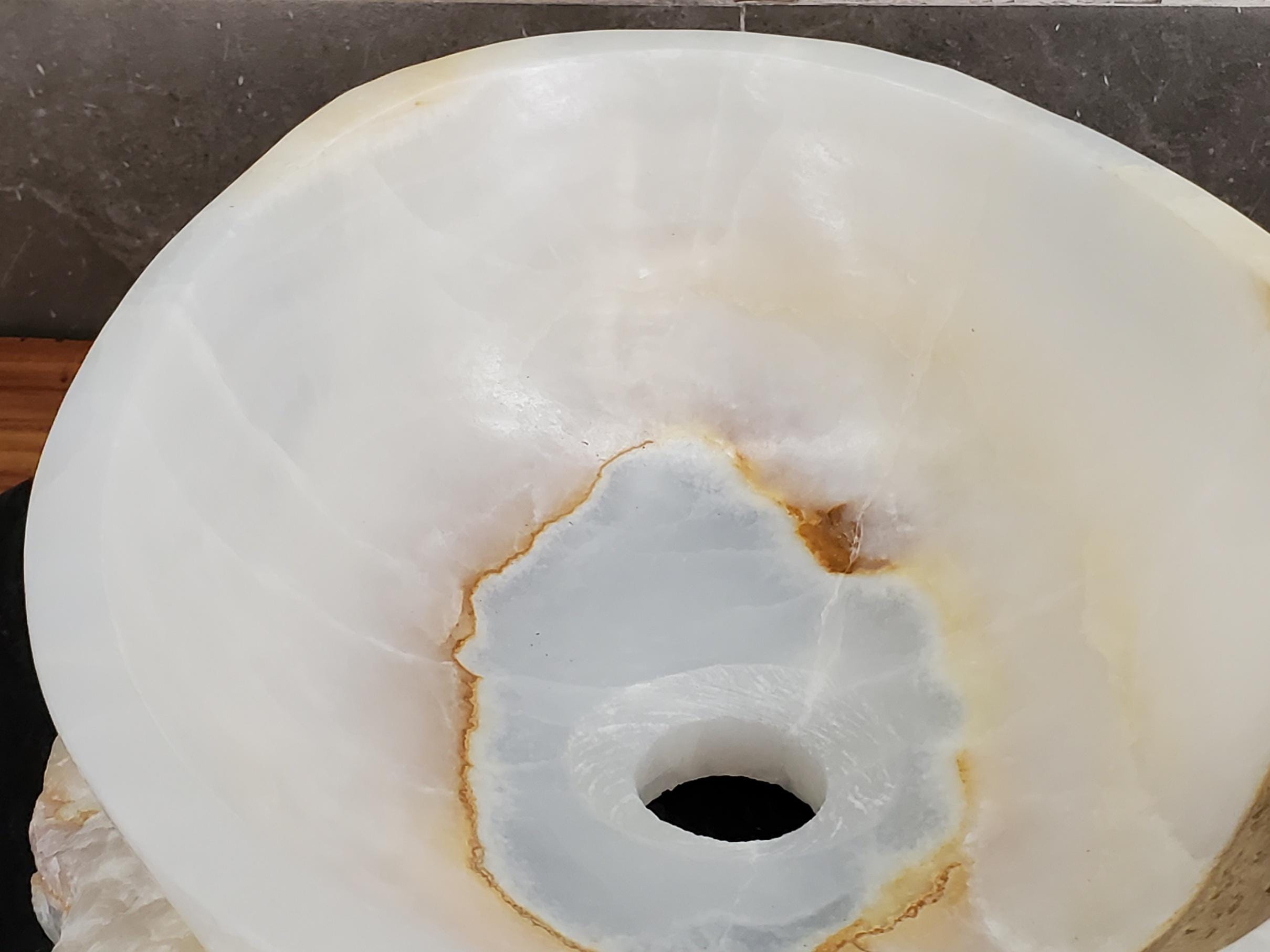 White Onyx Vessel Sink, 15x10.5 Inch Natural Stone Countertop Basin, Polished Luxury Vanity Sink, Spa Bathroom Decor Above Counter sink Bathroom Décor beige tan taupe hand basin bowl handmade powder room Home design trends luxury bathroom Marble Onix Rock modern contemporary natural stone sink plumbing fixture Rectangle Vessel Tan Rustic Onyx Vessel Sinks Translucent Polish