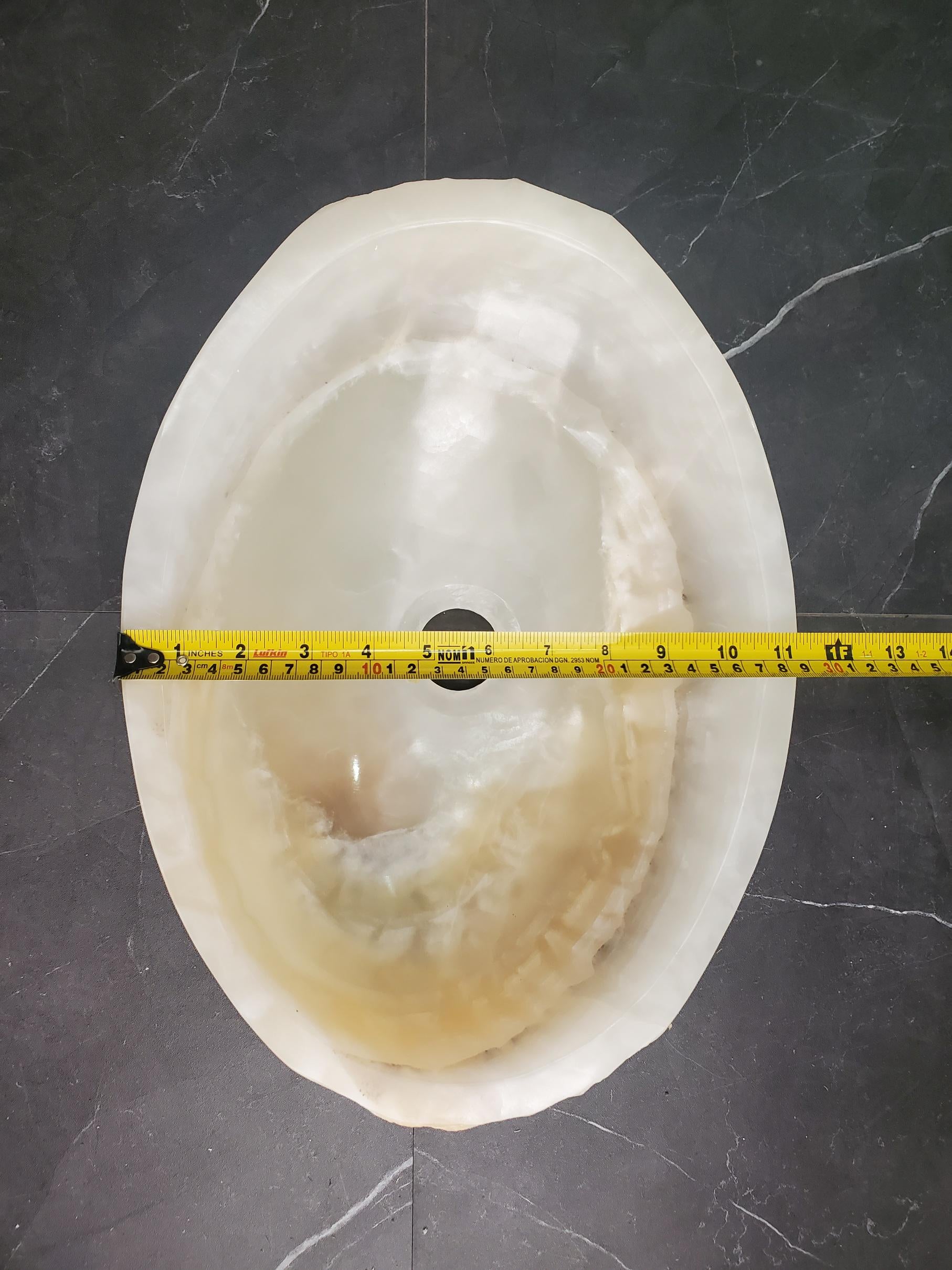Cream Onyx Vessel Sink, Natural Stone Vanity Basin, Polished Bathroom Countertop Sink, Spa Decor 15x11 Inch Above Counter sink Bathroom Décor beige tan taupe hand basin bowl handmade powder room Home design trends luxury bathroom Marble Onix Rock modern contemporary natural stone sink plumbing fixture Rectangle Vessel Tan Rustic Onyx Vessel Sinks Translucent Polish