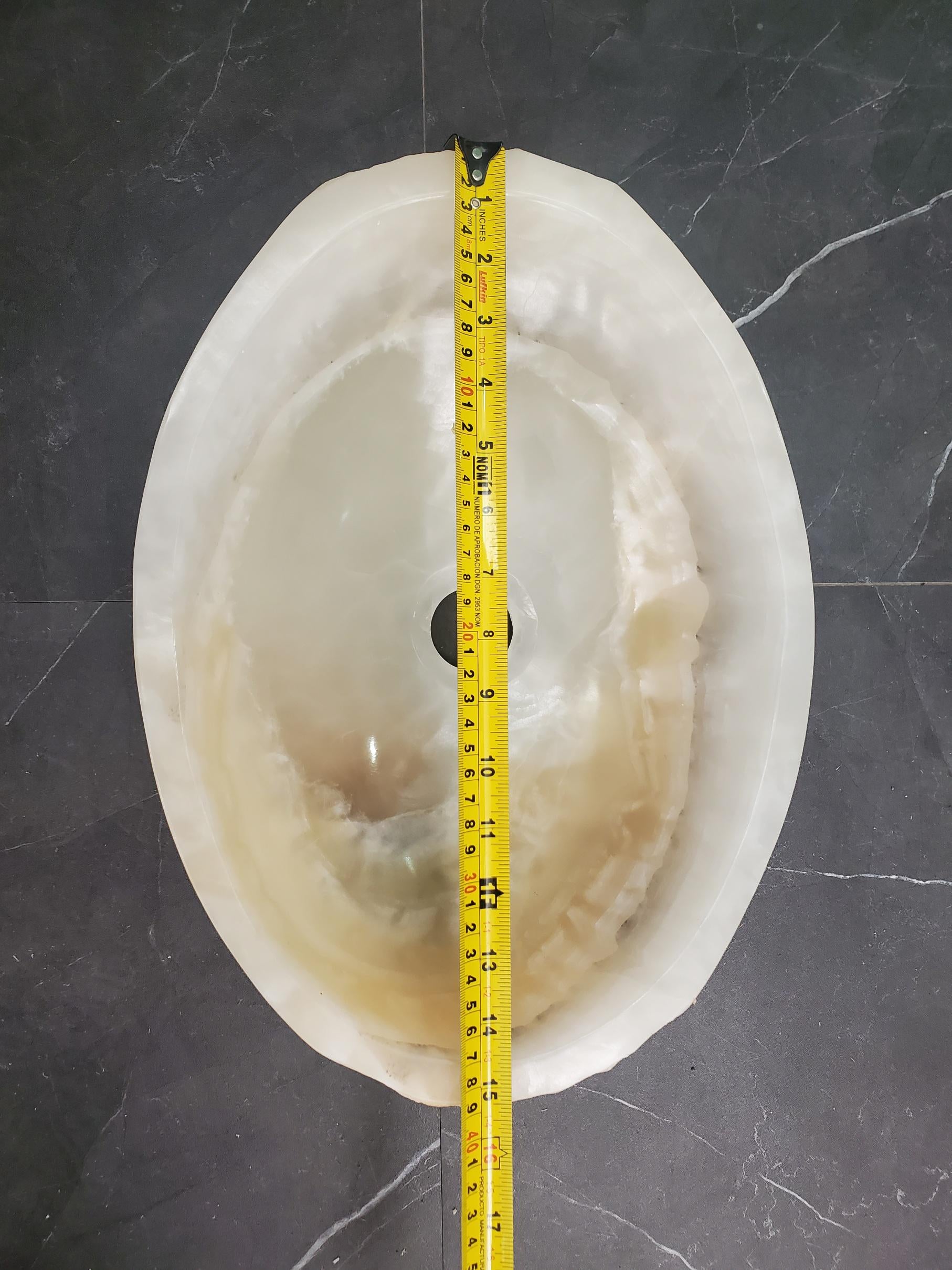 Cream Onyx Vessel Sink, Natural Stone Vanity Basin, Polished Bathroom Countertop Sink, Spa Decor 15x11 Inch Above Counter sink Bathroom Décor beige tan taupe hand basin bowl handmade powder room Home design trends luxury bathroom Marble Onix Rock modern contemporary natural stone sink plumbing fixture Rectangle Vessel Tan Rustic Onyx Vessel Sinks Translucent Polish