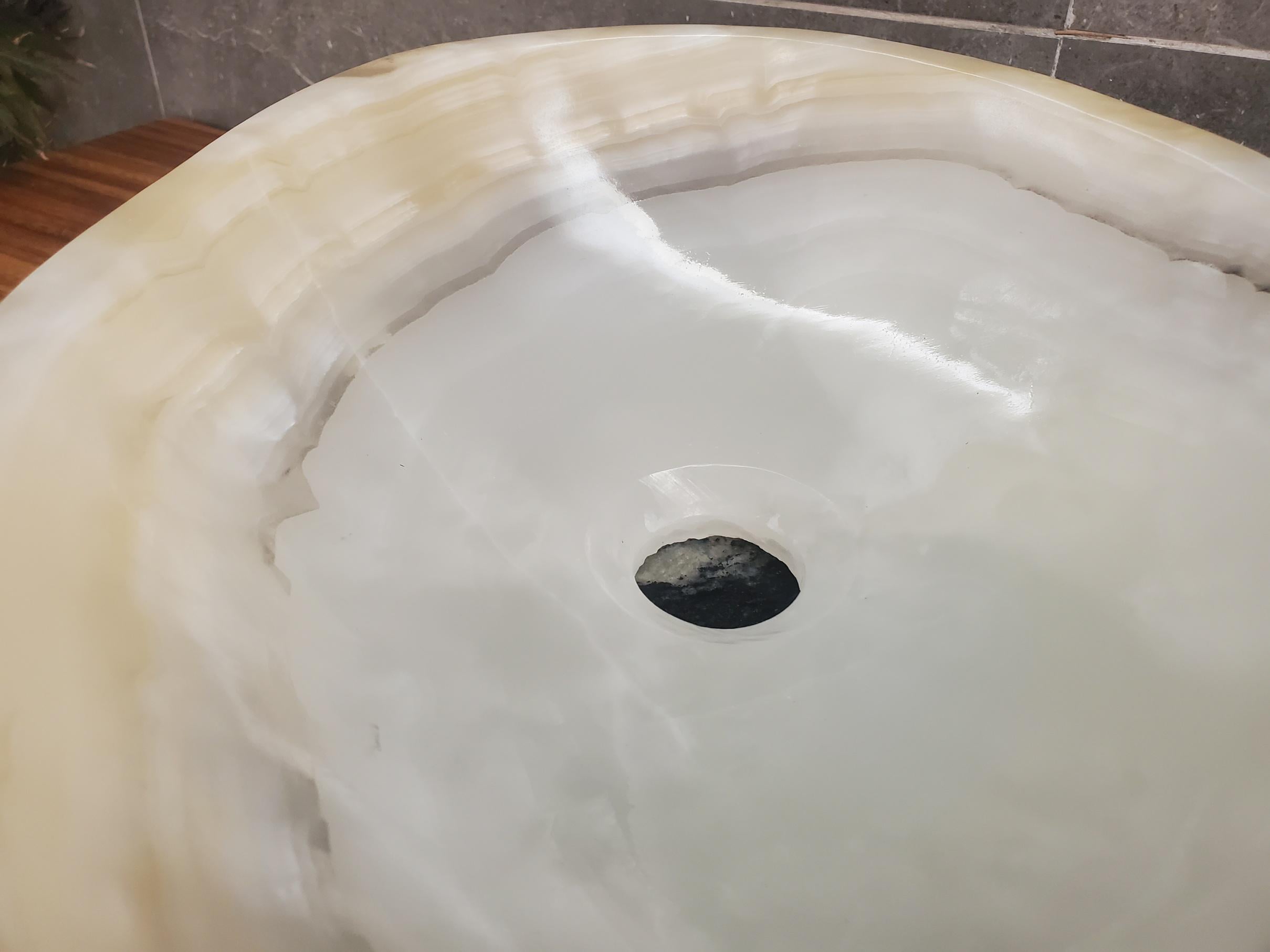 Cream Onyx Vessel Sink, 15x11.5 Inch Natural Stone Countertop Basin, Polished Luxury Vanity Sink, Spa Bathroom Decor Above Counter sink Bathroom Décor beige tan taupe hand basin bowl handmade powder room Home design trends luxury bathroom Marble Onix Rock modern contemporary natural stone sink plumbing fixture Rectangle Vessel Tan Rustic Onyx Vessel Sinks Translucent Polish