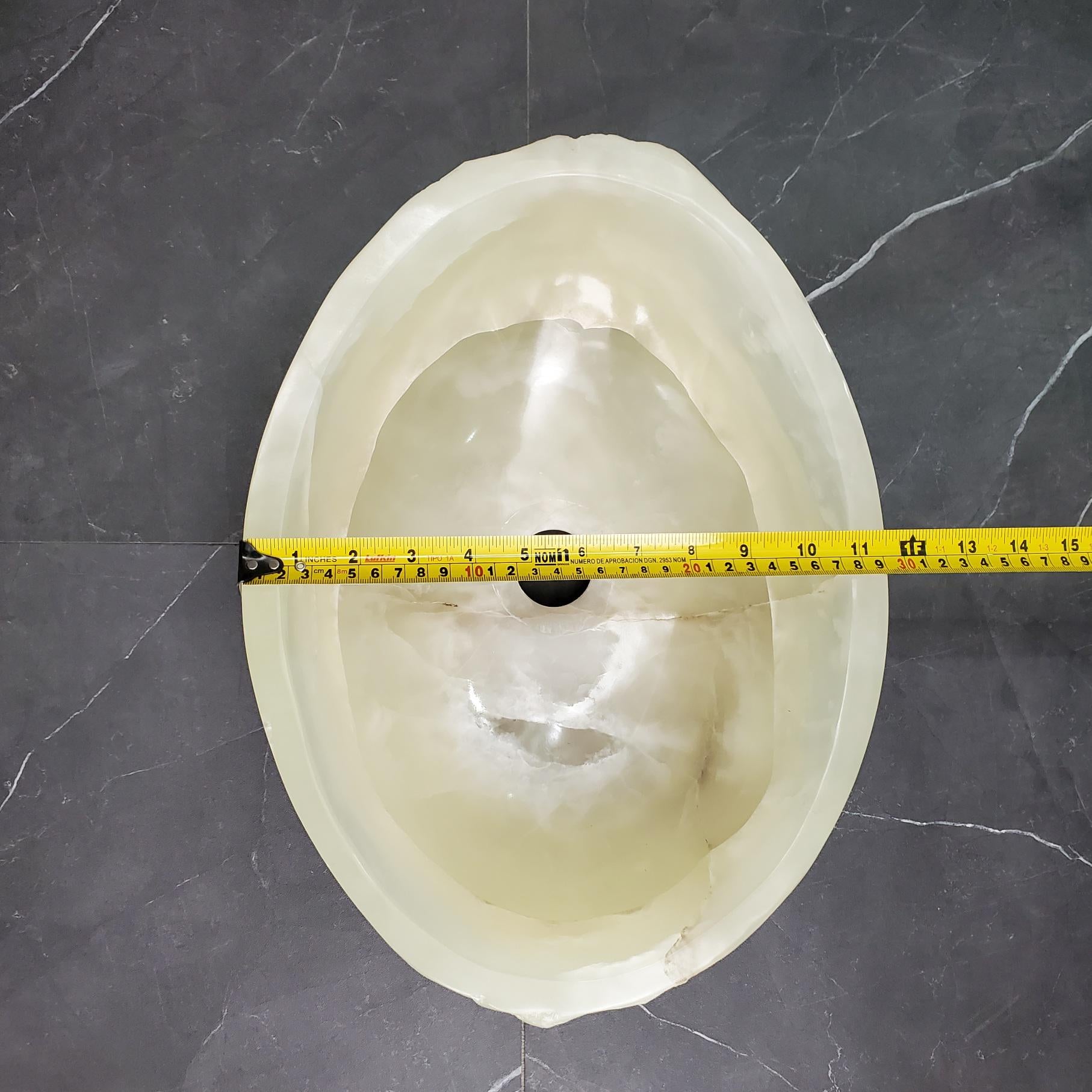Green Onyx Vessel Sink, Natural Stone Vanity Basin, Polished Bathroom Countertop Sink, Spa Decor 15x11.5 Inch Above Counter sink Bathroom Décor beige tan taupe hand basin bowl handmade powder room Home design trends luxury bathroom Marble Onix Rock modern contemporary natural stone sink plumbing fixture Rectangle Vessel Tan Rustic Onyx Vessel Sinks Translucent Polish