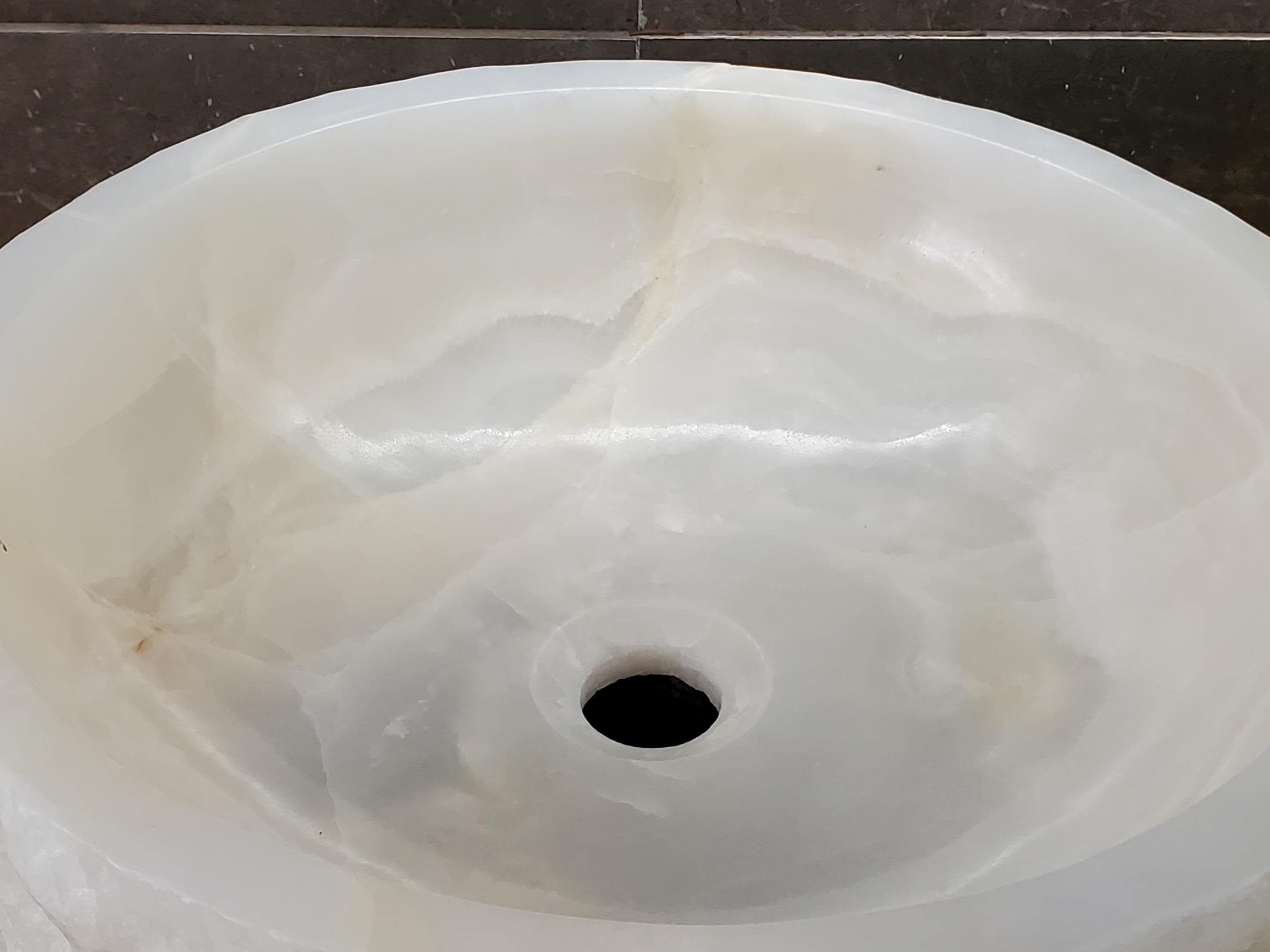 White Onyx Vessel Sink, 15.6x15.6 Inch Natural Stone Countertop Basin, Polished Luxury Vanity Sink, Spa Bathroom Decor Above Counter sink Bathroom Décor beige tan taupe hand basin bowl handmade powder room Home design trends luxury bathroom Marble Onix Rock modern contemporary natural stone sink plumbing fixture Rectangle Vessel Tan Rustic Onyx Vessel Sinks Translucent Polish