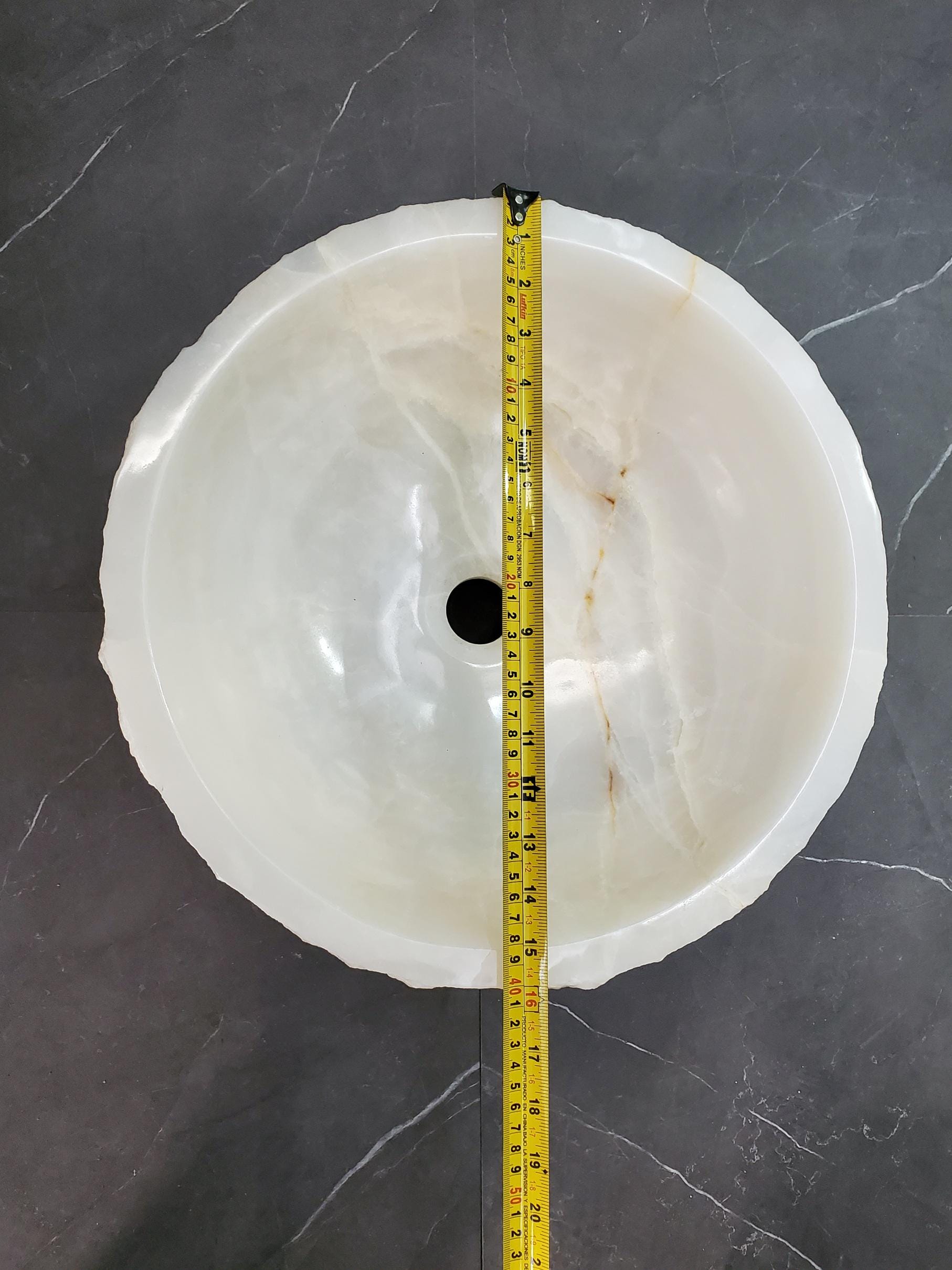 White Onyx Vessel Sink, 16x16 Inch Natural Stone Countertop Basin, Polished Luxury Vanity Sink, Spa Bathroom Decor Above Counter sink Bathroom Décor beige tan taupe hand basin bowl handmade powder room Home design trends luxury bathroom Marble Onix Rock modern contemporary natural stone sink plumbing fixture Rectangle Vessel Tan Rustic Onyx Vessel Sinks Translucent Polish