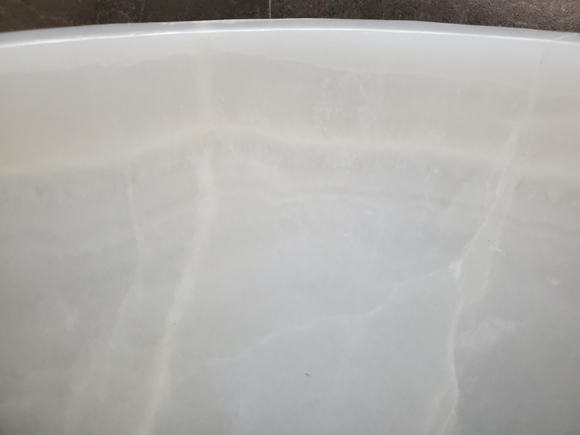 White Onyx Vessel Sink – Round Natural Stone Countertop Sink, Polished Vanity Basin, Luxury Spa Bathroom Decor 15.8x15.8 Inch Above Counter sink Bathroom Décor beige tan taupe hand basin bowl handmade powder room Home design trends luxury bathroom Marble Onix Rock modern contemporary natural stone sink plumbing fixture Rectangle Vessel Tan Rustic Onyx Vessel Sinks Translucent Polish