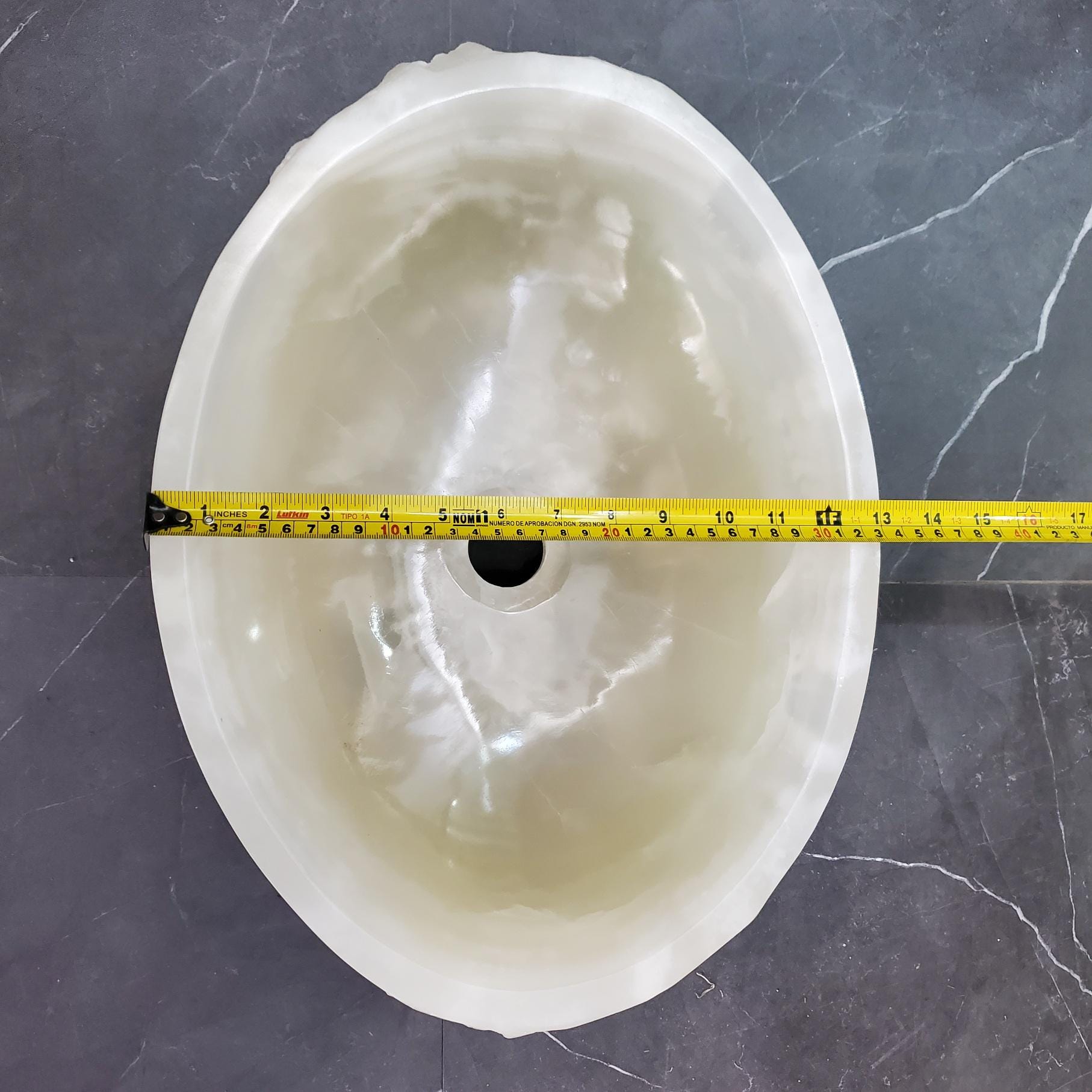 Green White Onyx Marble Vessel Sink, Natural Stone Vanity Basin, Polished Bathroom Countertop Sink, Spa Decor 17x13 Inch Above Counter sink Bathroom Décor beige tan taupe hand basin bowl handmade powder room Home design trends luxury bathroom Marble Onix Rock modern contemporary natural stone sink plumbing fixture Rectangle Vessel Tan Rustic Onyx Vessel Sinks Translucent Polish