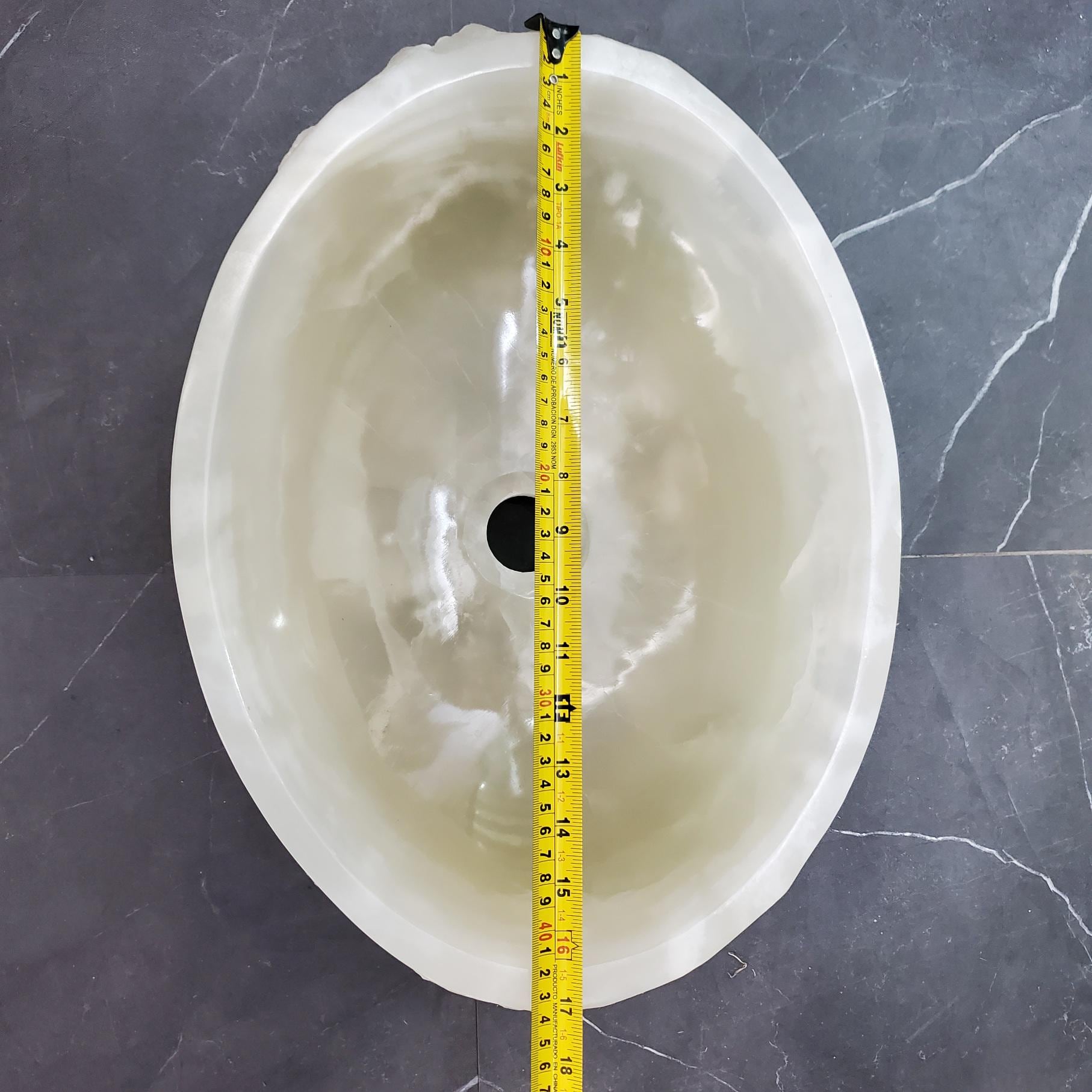 Green White Onyx Marble Vessel Sink, Natural Stone Vanity Basin, Polished Bathroom Countertop Sink, Spa Decor 17x13 Inch Above Counter sink Bathroom Décor beige tan taupe hand basin bowl handmade powder room Home design trends luxury bathroom Marble Onix Rock modern contemporary natural stone sink plumbing fixture Rectangle Vessel Tan Rustic Onyx Vessel Sinks Translucent Polish
