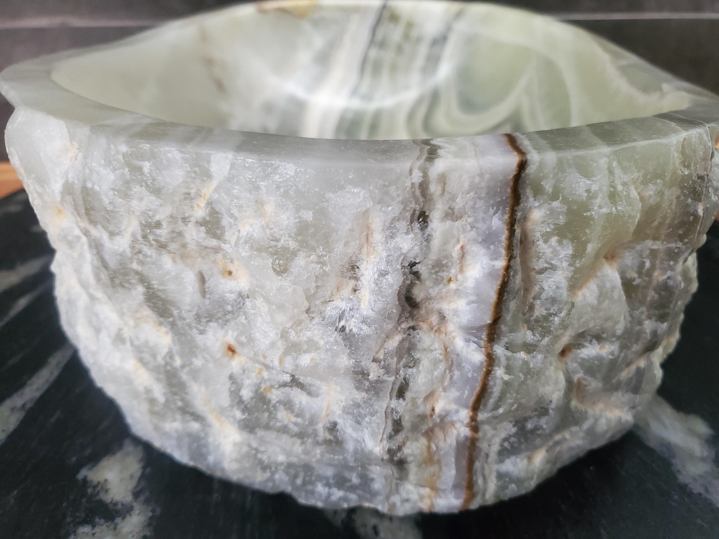 Green Onyx Vessel Sink – Oval Natural Stone Countertop Sink, Polished Vanity Basin, Luxury Spa Bathroom Decor 16.5x12.5 Inch Above Counter sink Bathroom Décor beige tan taupe hand basin bowl handmade powder room Home design trends luxury bathroom Marble Onix Rock modern contemporary natural stone sink plumbing fixture Rectangle Vessel Tan Rustic Onyx Vessel Sinks Translucent Polish