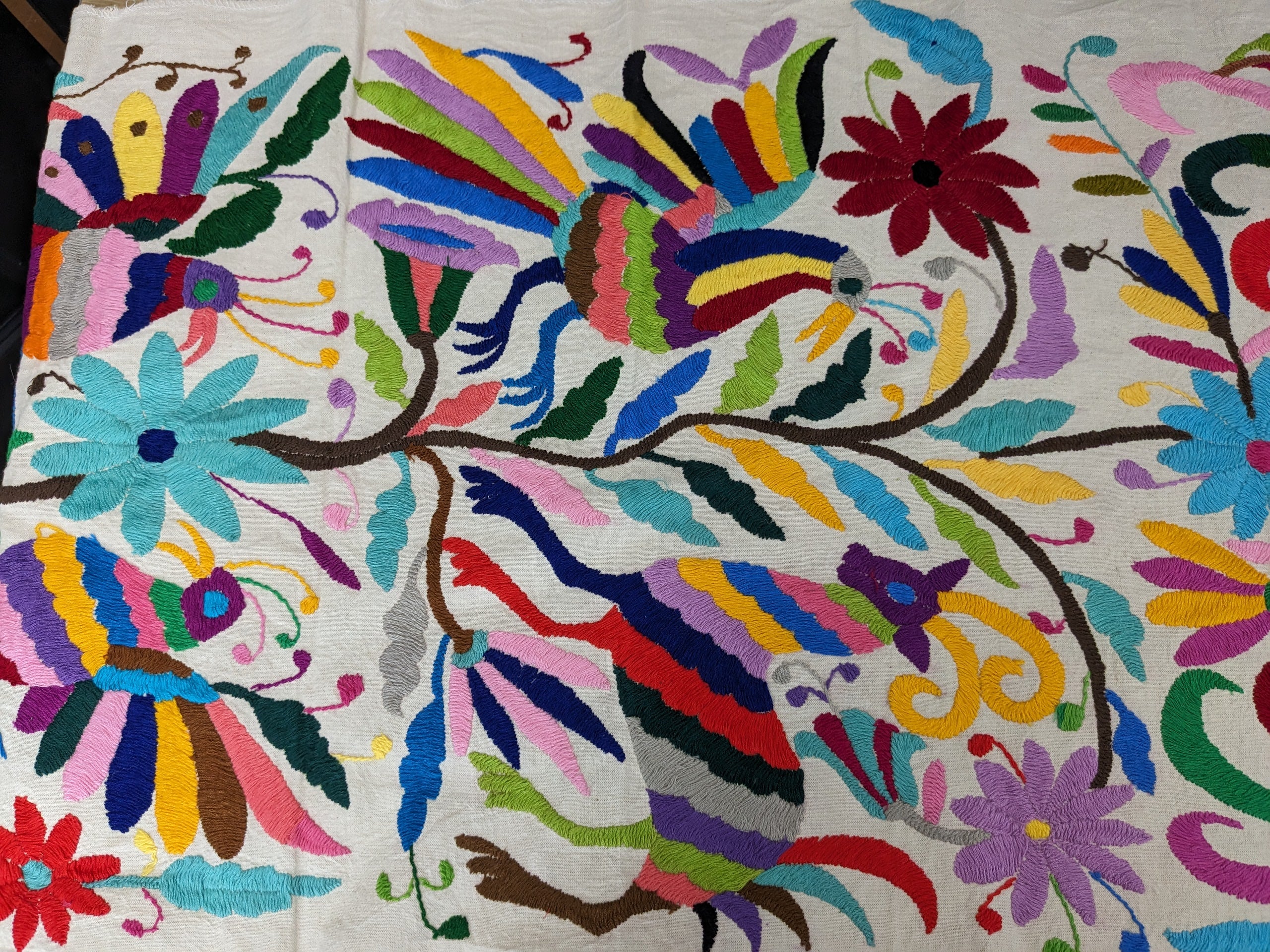 Tenango Otomi Table Runner, Authentic Mexican Hand Embroidered Textile Art Tenango Decor Kitchen & Dining Table Runners