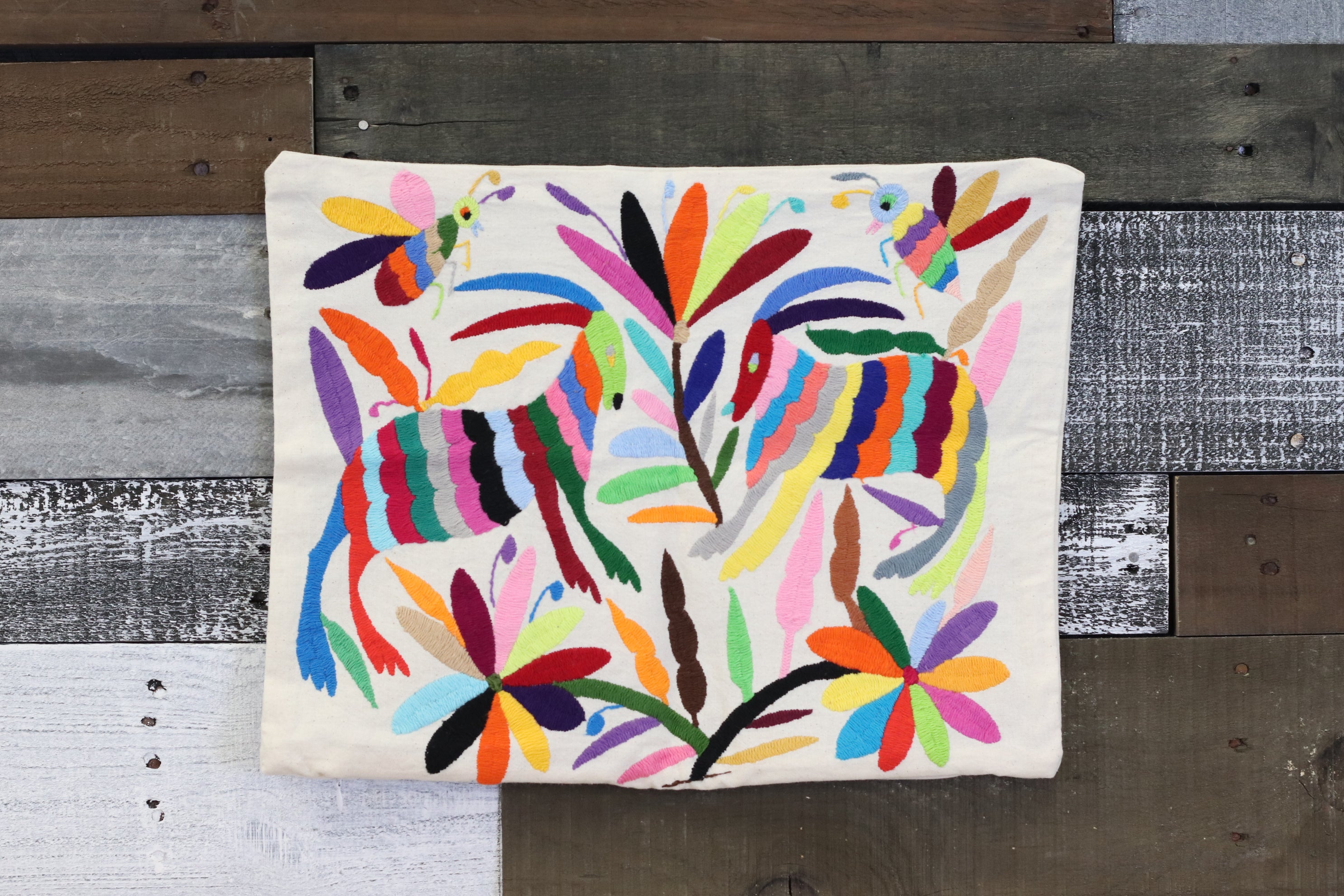 16" x 12" Multicolor Otomi Tenango Pillow Cover Tenango Decor Home Pillow Covers