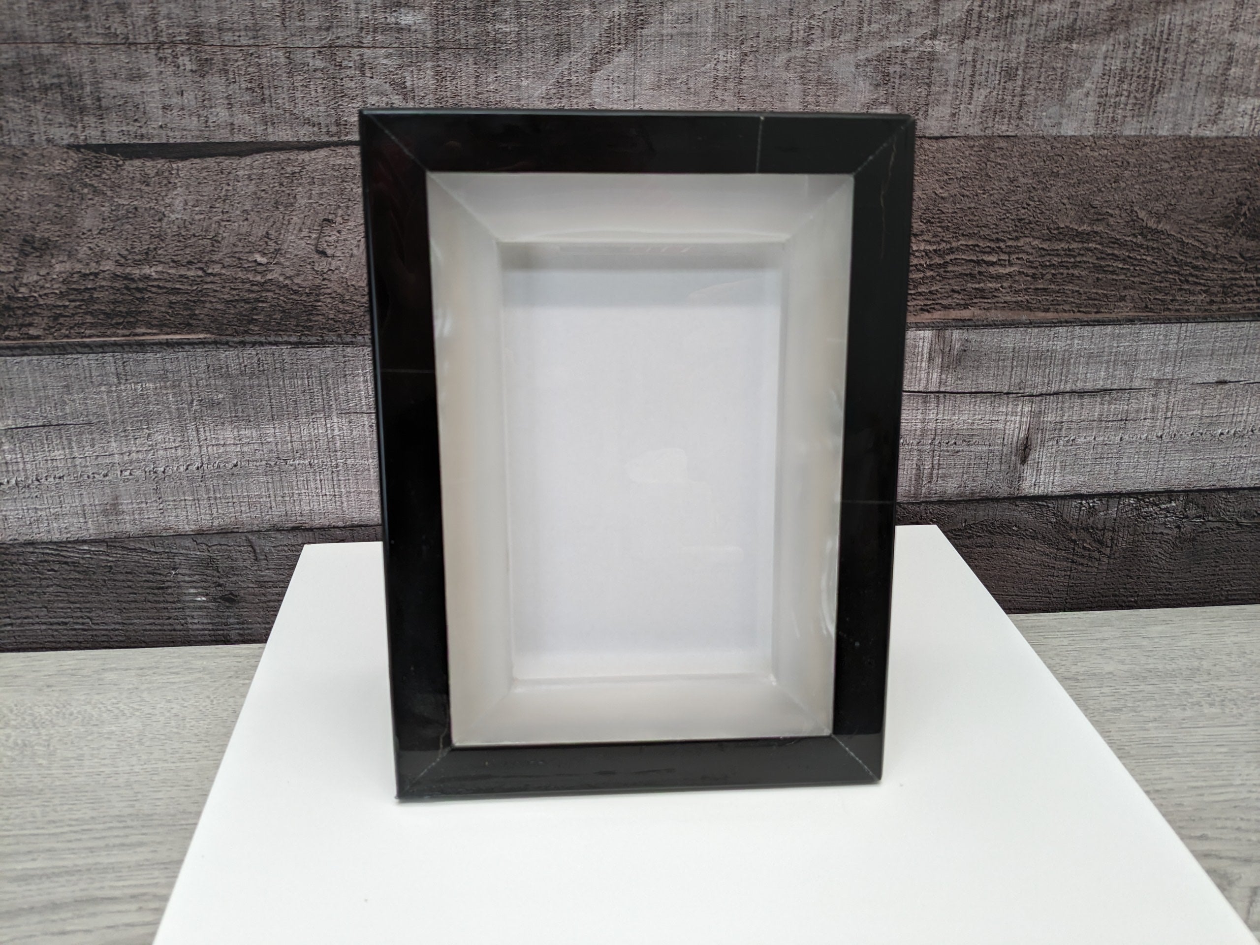 Black and Beige Onyx Photo Frame, Stone Artwork Holder, Picture Display Picture Frames Accessories Decor Frames Home