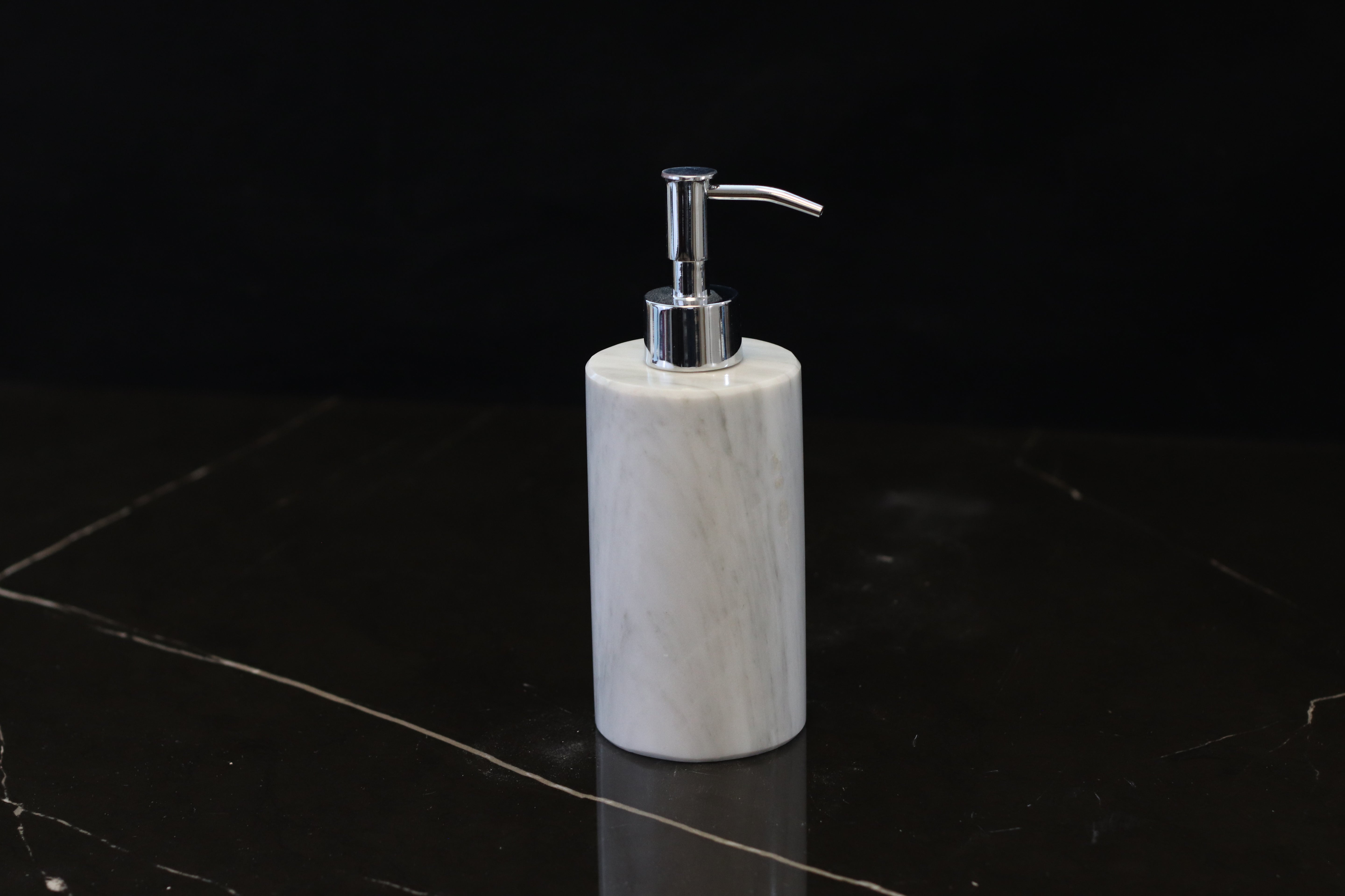 White Onyx Liquid Soap or Lotion Dispenser, Cylindrical Shape Bottle with Pump Accessories Bath Soap Dispensers