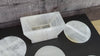 White Onyx Coaster Set of Six with Holder. The coasters are round. Handmade in Mexico. Ships from the USA. Buy now at www.felipeandgrace.com.