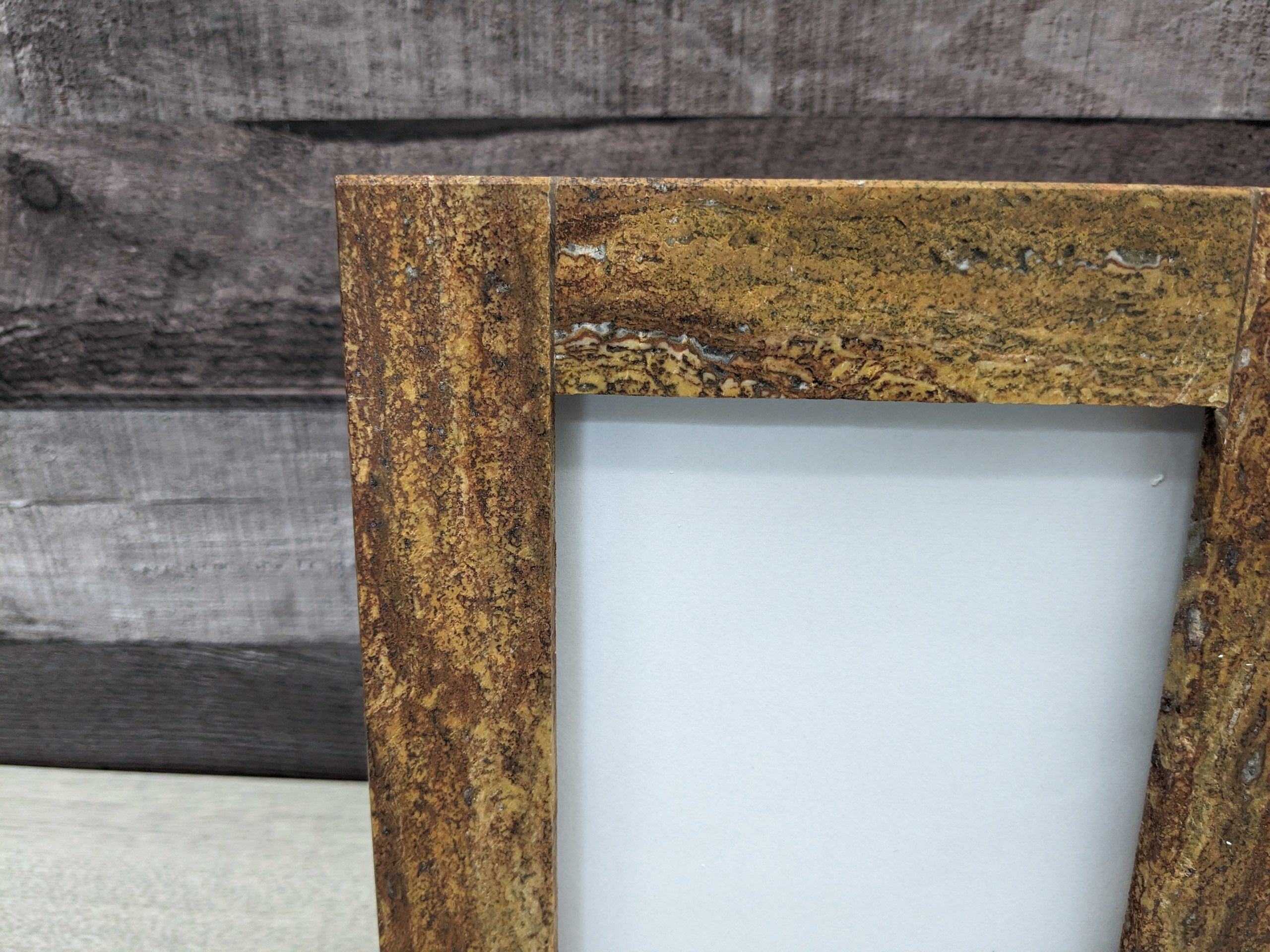 Brown Travertine Double Photo Frame, Stone Artwork Holder, Picture Display Picture Frames Accessories Decor Frames Home