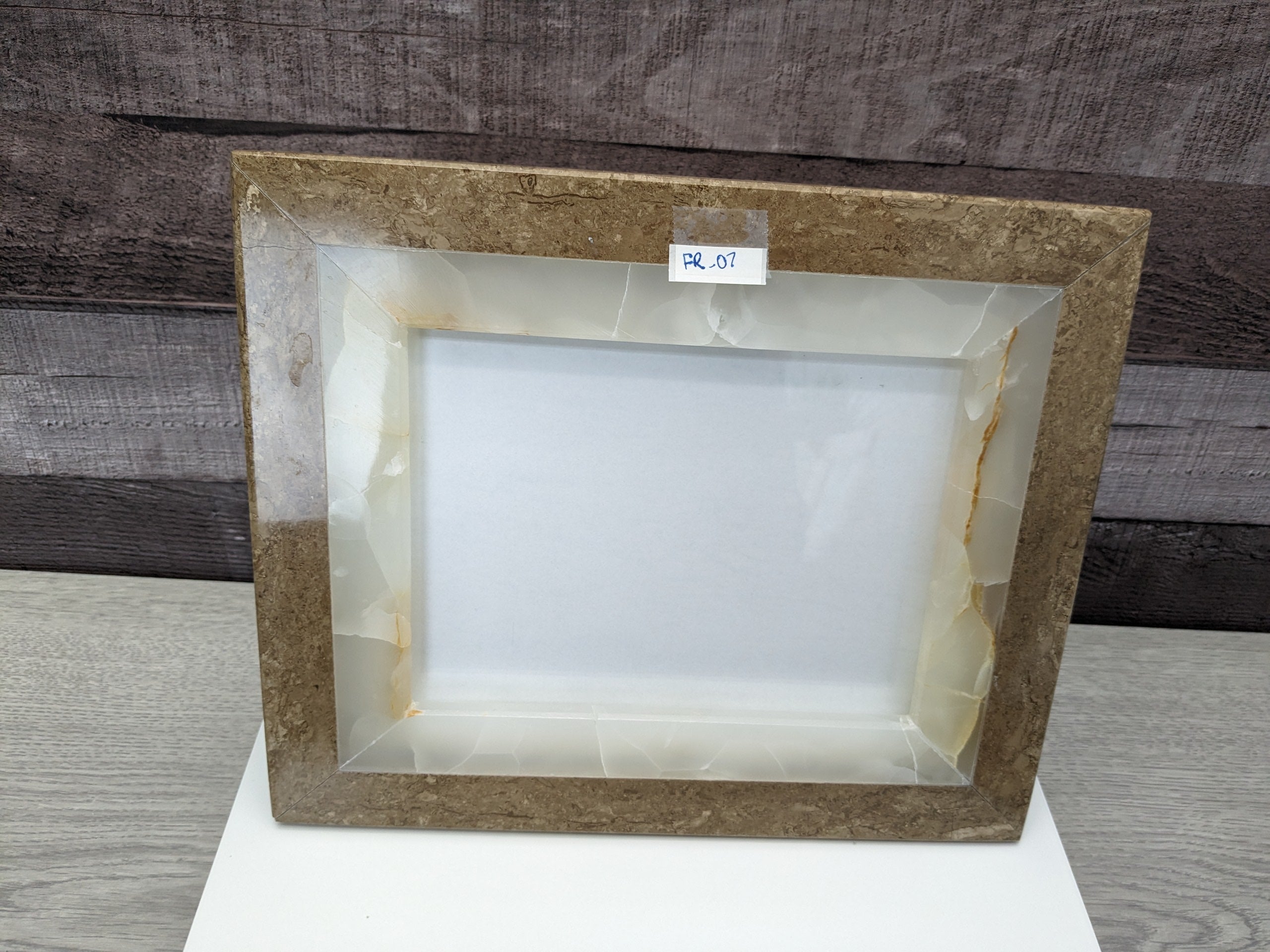 FR_07 Rectangle Beige and Brown Photo Frame, Stone Artwork Holder