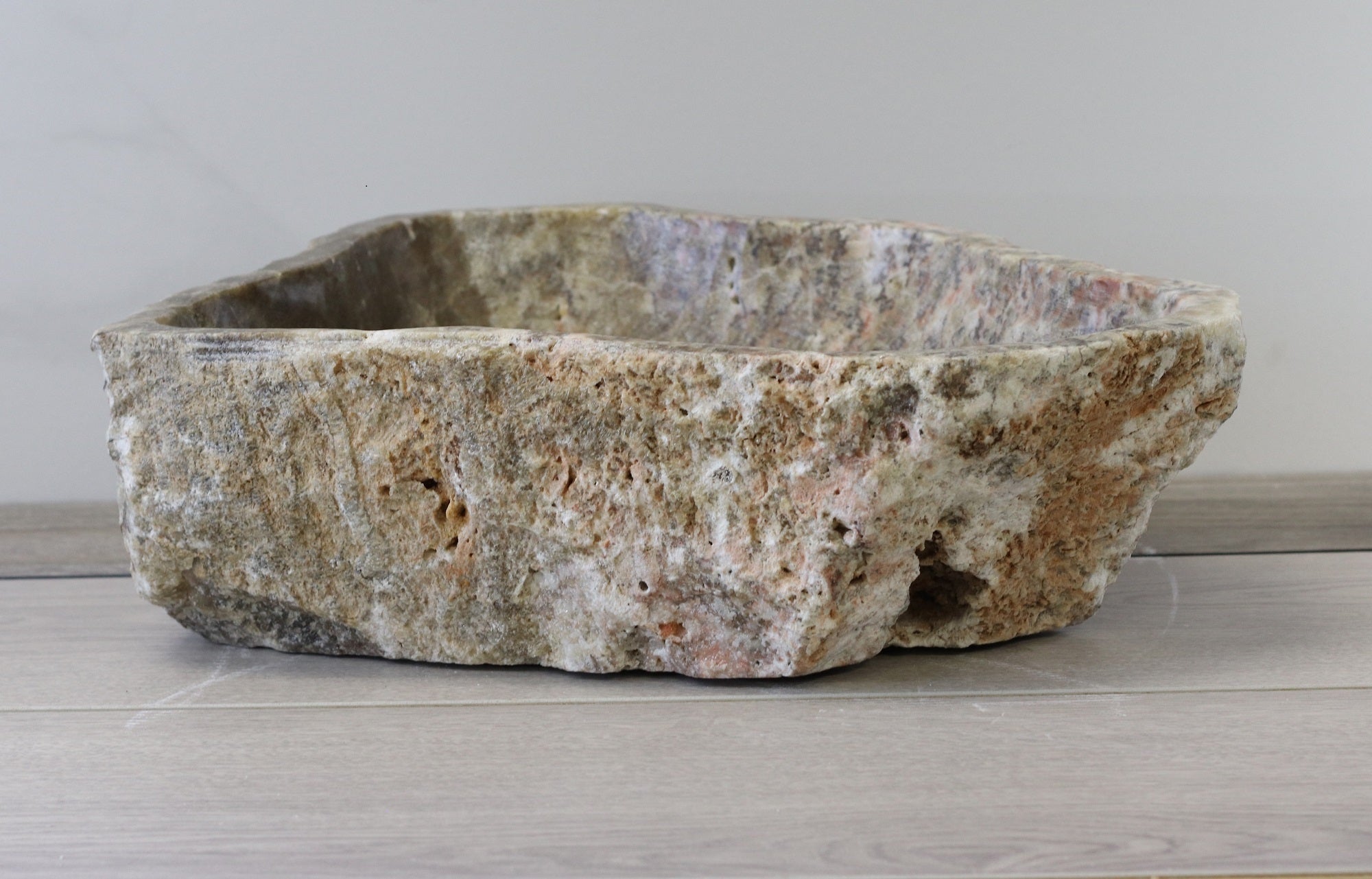 Beige and Brown Onyx Vessel Sink. A beautiful work of art. We offer fast shipping. Handmade in Mexico. We hand finish, package, and ship from the USA. Buy now at www.felipeandgrace.com. 